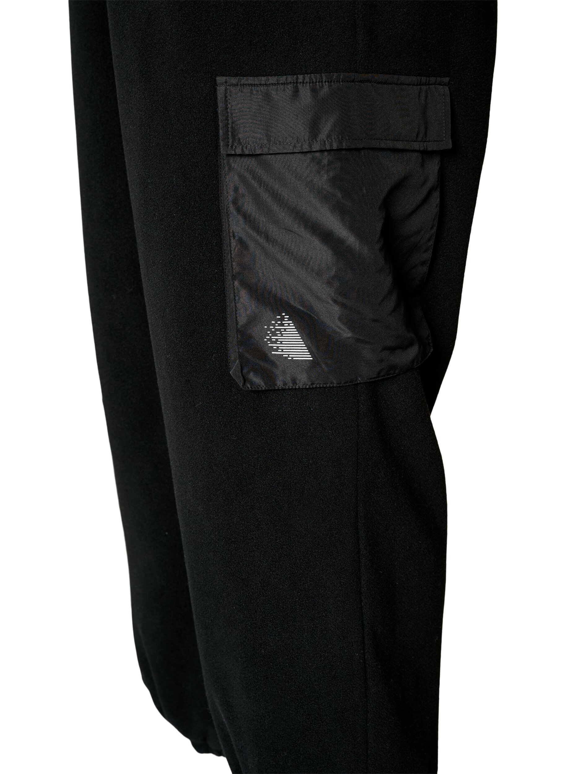 ZizziJoggers i fleece med cargofickor, Svart, Packshot image number 3