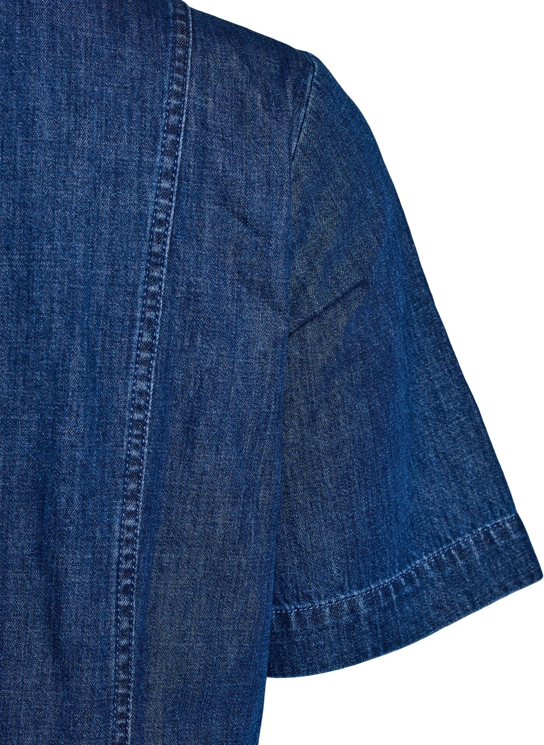 ZizziJeansskjortkl&auml;nning i midil&auml;ngd, Bl&aring;, Packshot image number 4