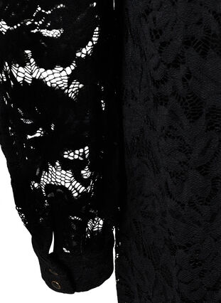 Långärmad spetsklänning med rund hals, Black, Packshot image number 3