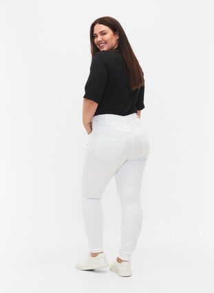 Super slim Amy jeans med hög midja, White, Model image number 1