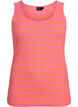 Randigt linne med ribbstruktur, Orange, Packshot image number 0
