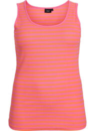 Randigt linne med ribbstruktur, Orange