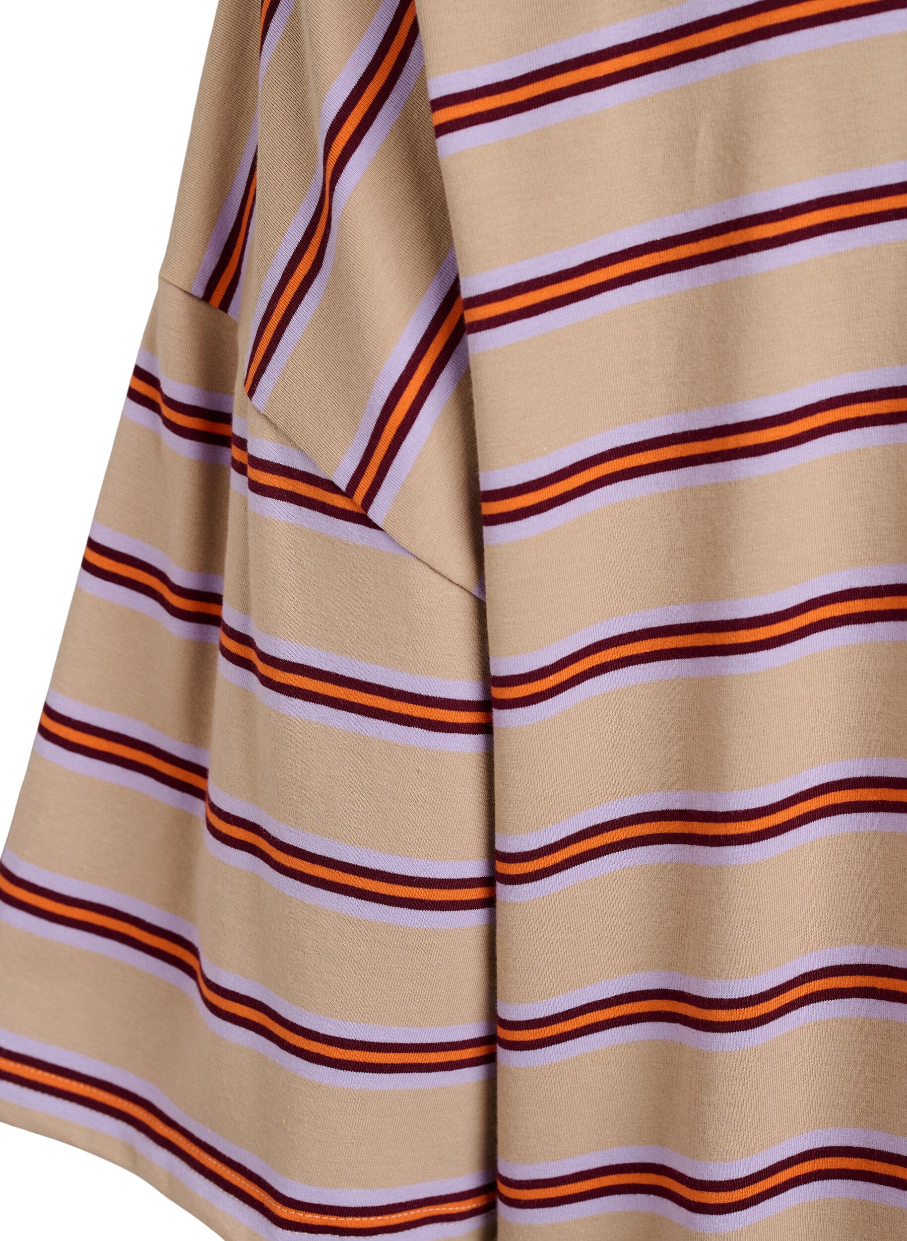 ZizziOversize t-shirt med r&auml;nder och halvl&aring;nga &auml;rmar, Beige, Packshot image number 3