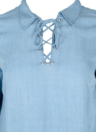 Tunika med 3/4-ärmar, Light blue denim, Packshot image number 2