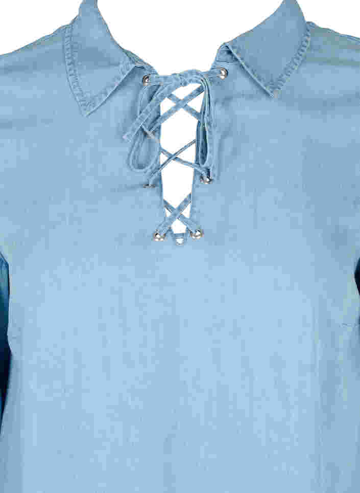 Tunika med 3/4-ärmar, Light blue denim, Packshot image number 2