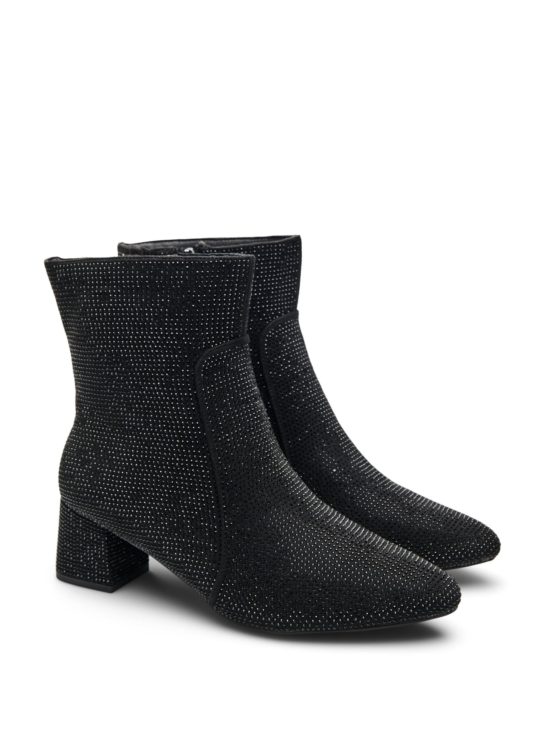 Zizzi Wide fit - Ankelboots med strass, Svart, Packshot image number 1