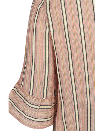 Randig blus med 3/4 ärmar och smock, Rose Smoke stripe, Packshot image number 3