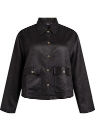 Kort jacka i mockaimitation med fickor, Svart