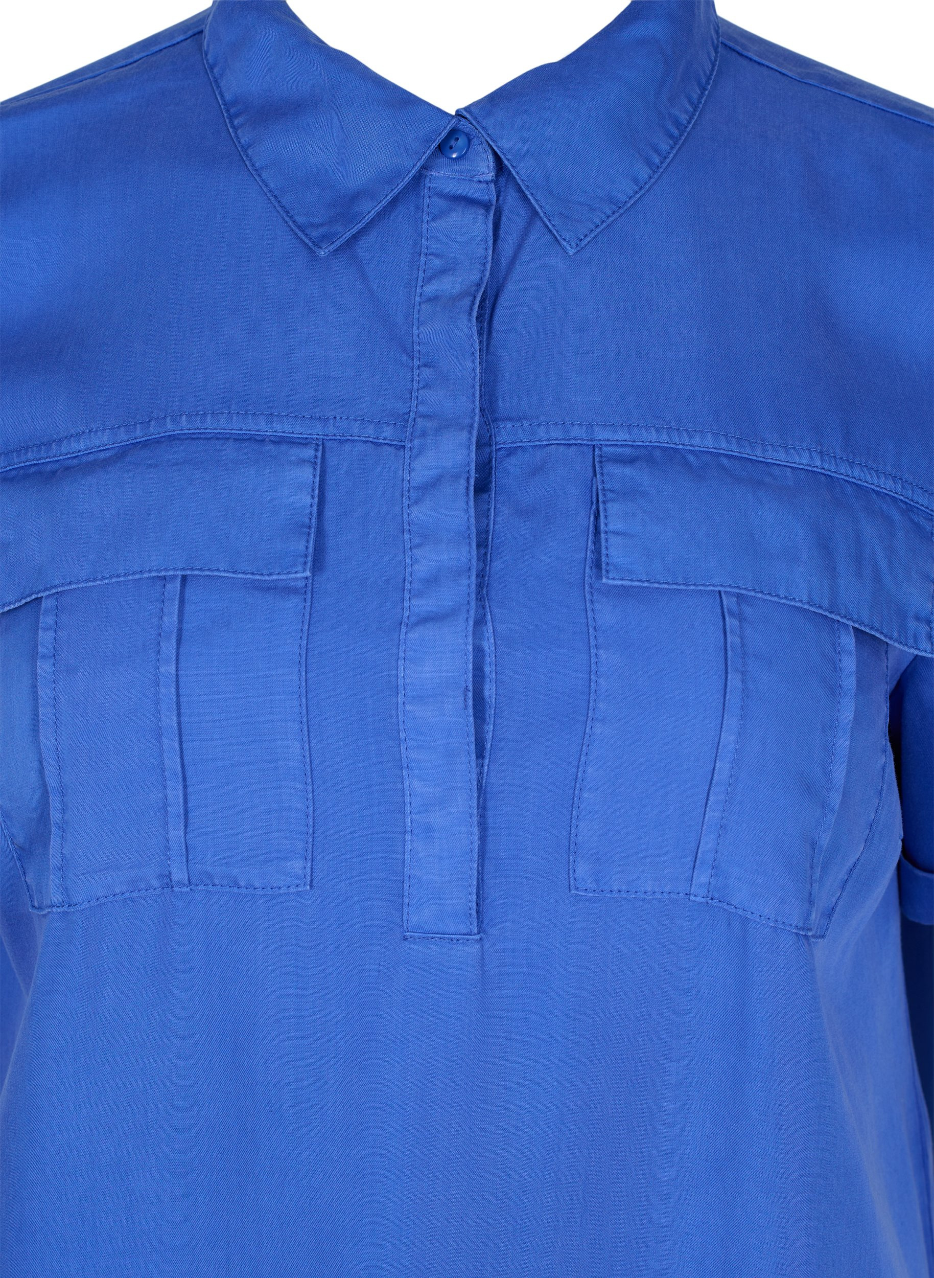 Kortärmad tunika med krage , Dazzling Blue, Packshot image number 2