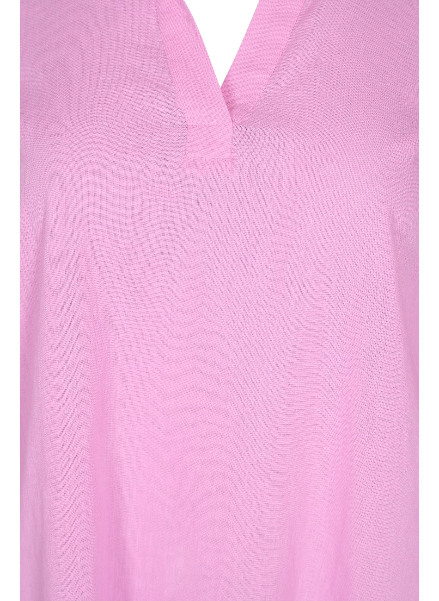 Klänning med v-ringning och krage, Begonia Pink, Packshot image number 2
