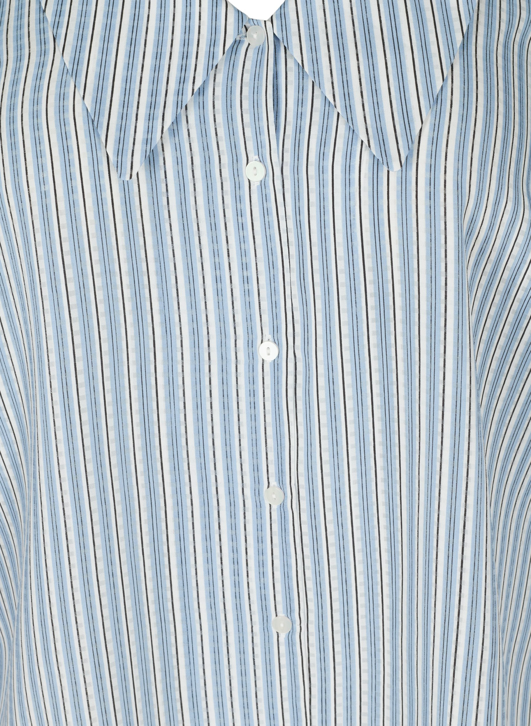 Randig skjortblus med stor krage, Light Blue Stripe, Packshot image number 2