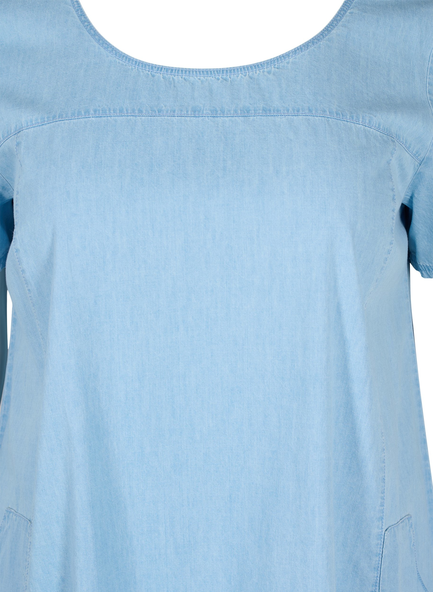 Kortärmad jeansklänning med fickor, Light blue denim, Packshot image number 2