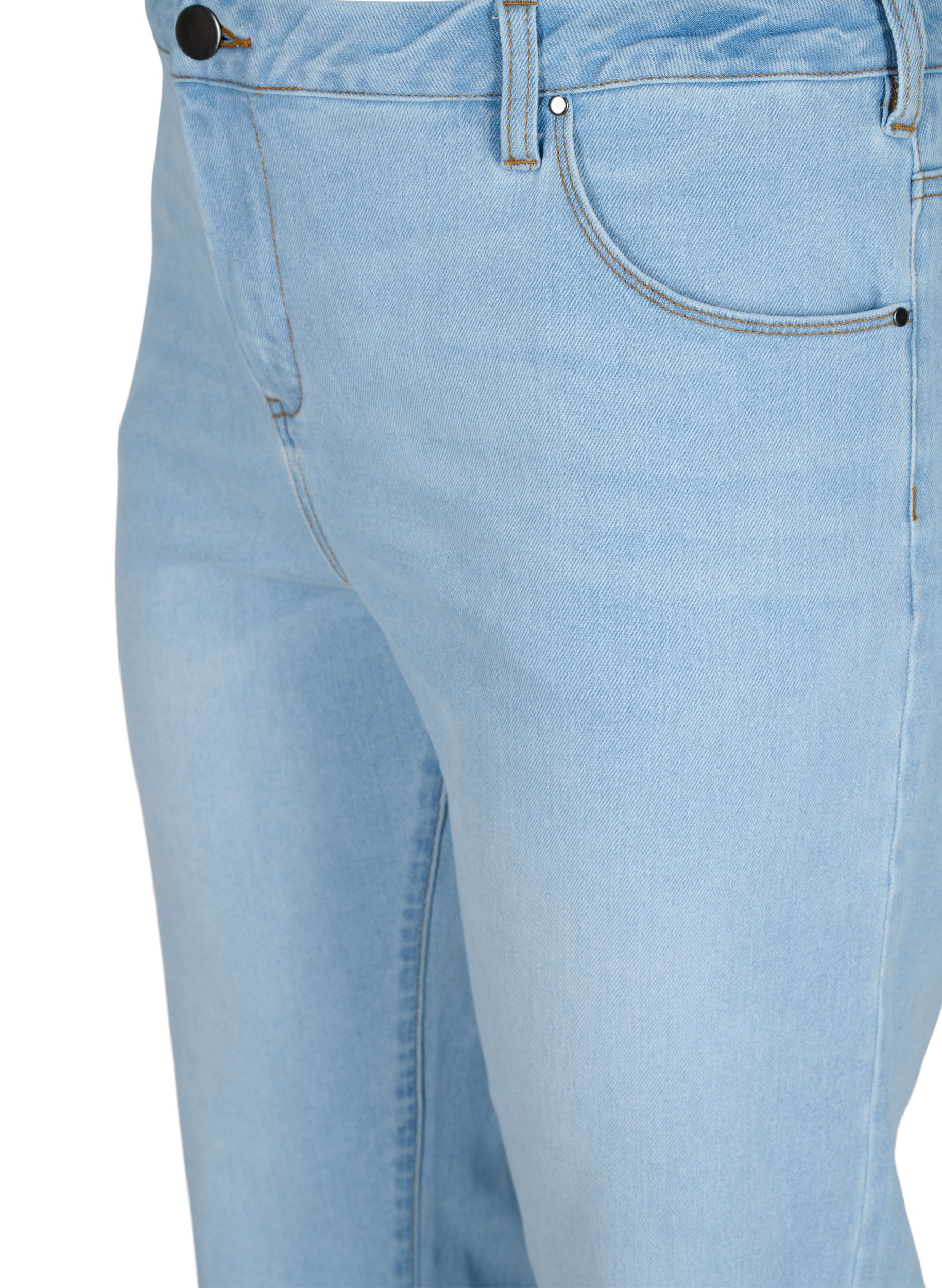 Croppade jeans med råa kanter och hög midja, Super L.Blue Denim, Packshot image number 2