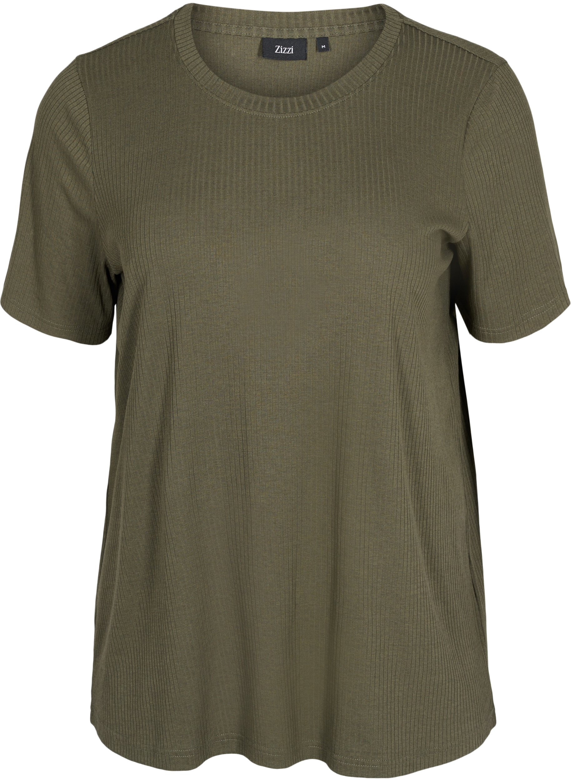 Ribbad t-shirt, Dusty Olive, Packshot