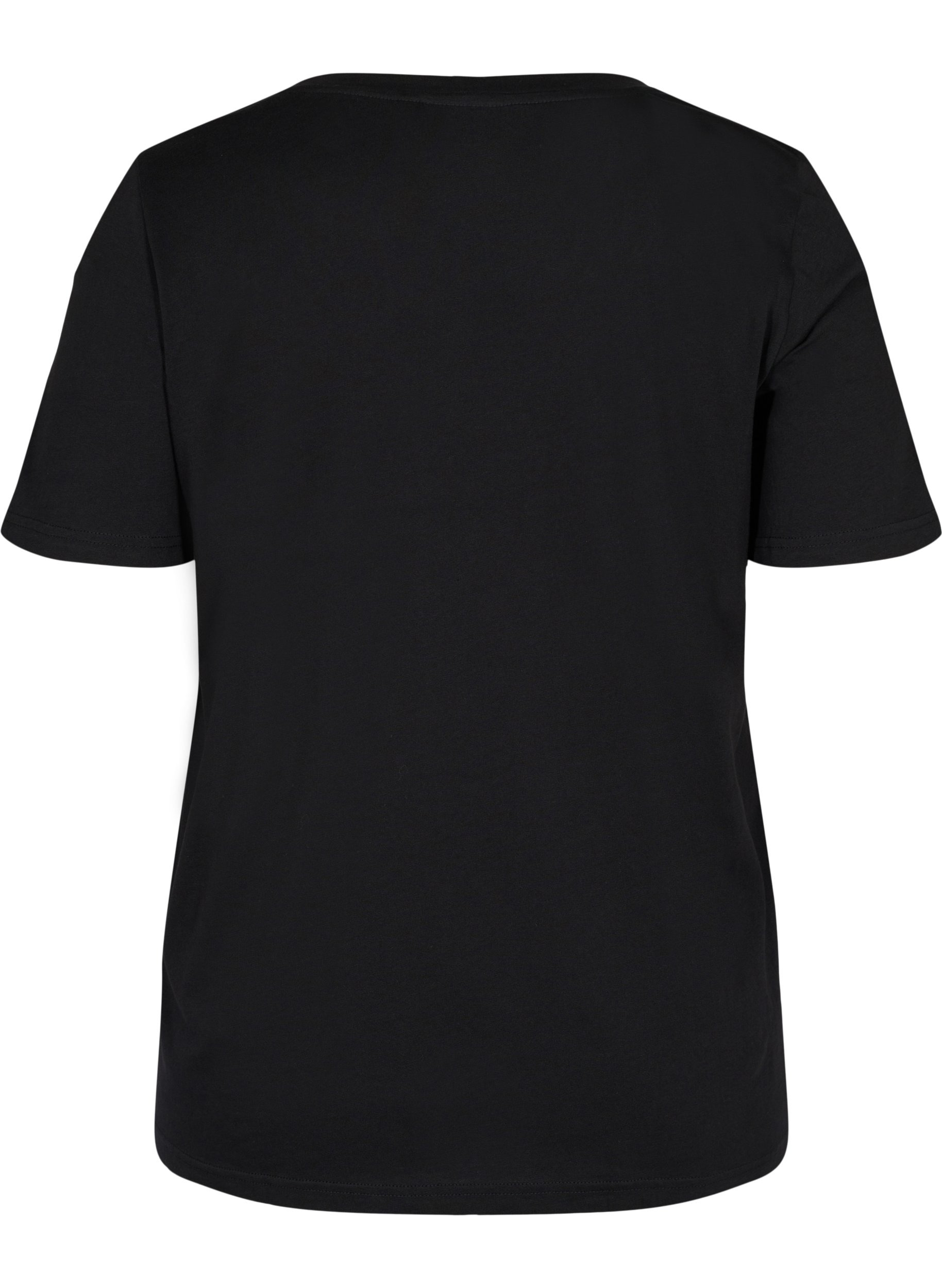 T-shirt i ekologisk bomull med v-ringning, Black, Packshot image number 1