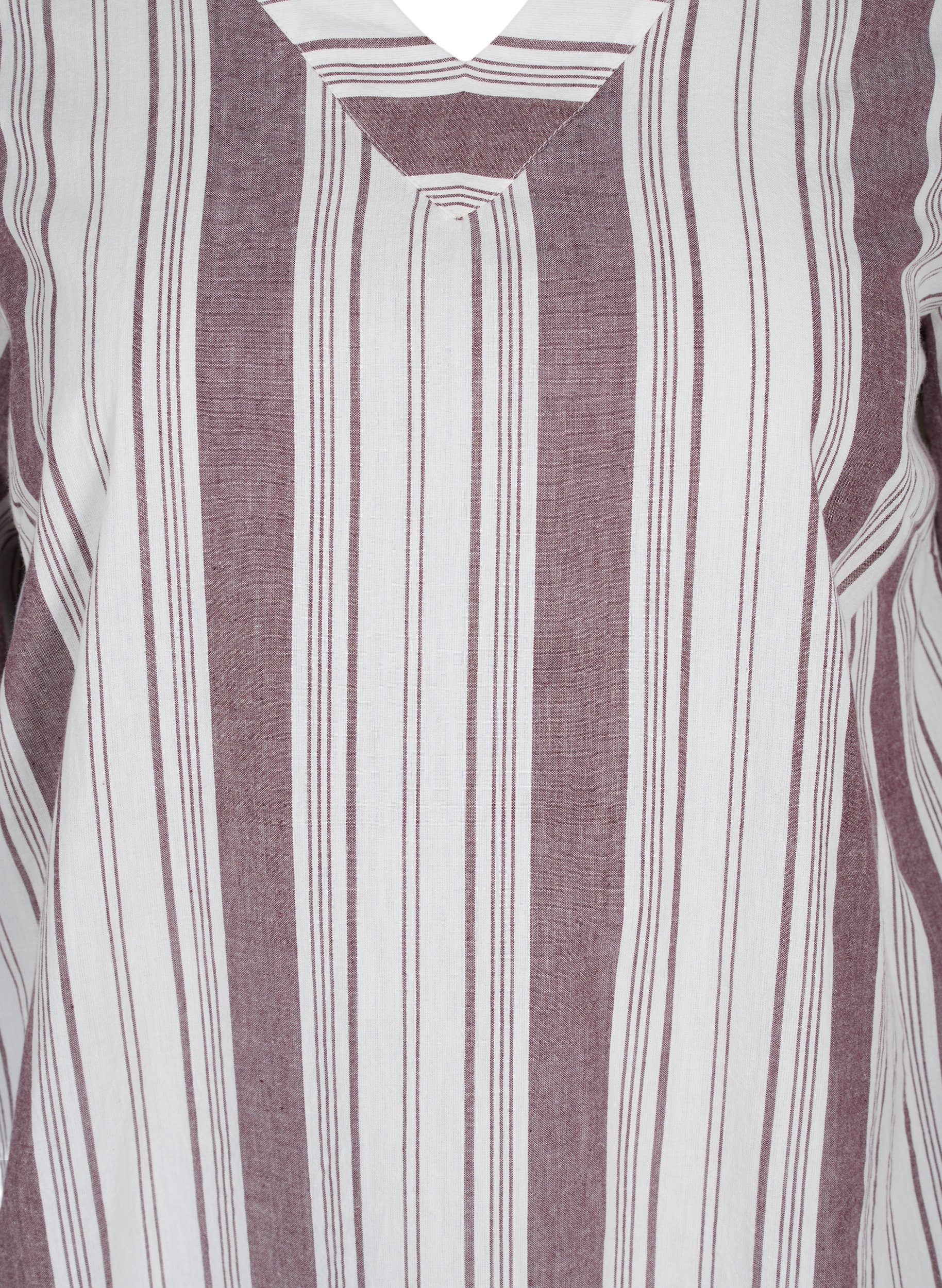 Randig bomullsklänning med korta ärmar, Vineyard Wine Stripe, Packshot image number 2