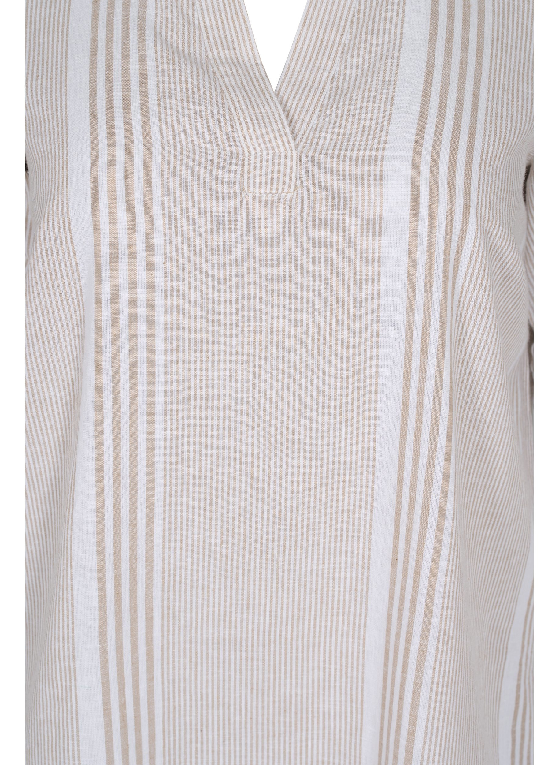Klänning med v-ringning och krage, White Taupe Stripe, Packshot image number 2