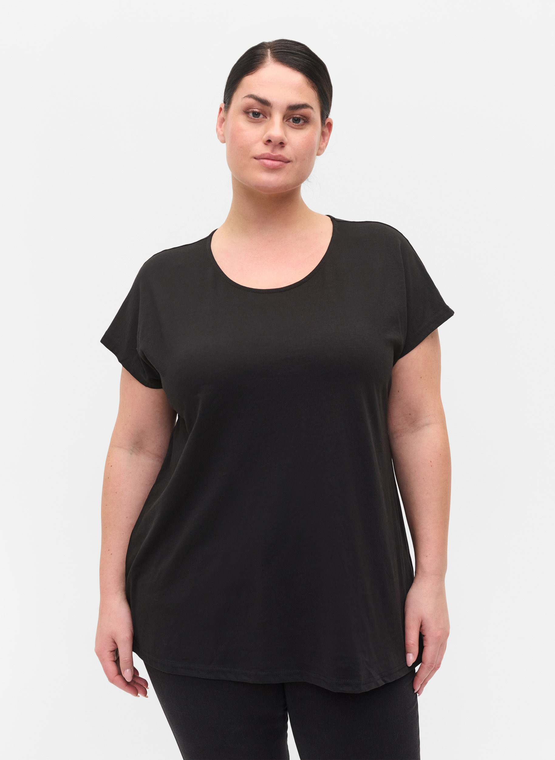 T-shirt i bomullsmix, Black, Model
