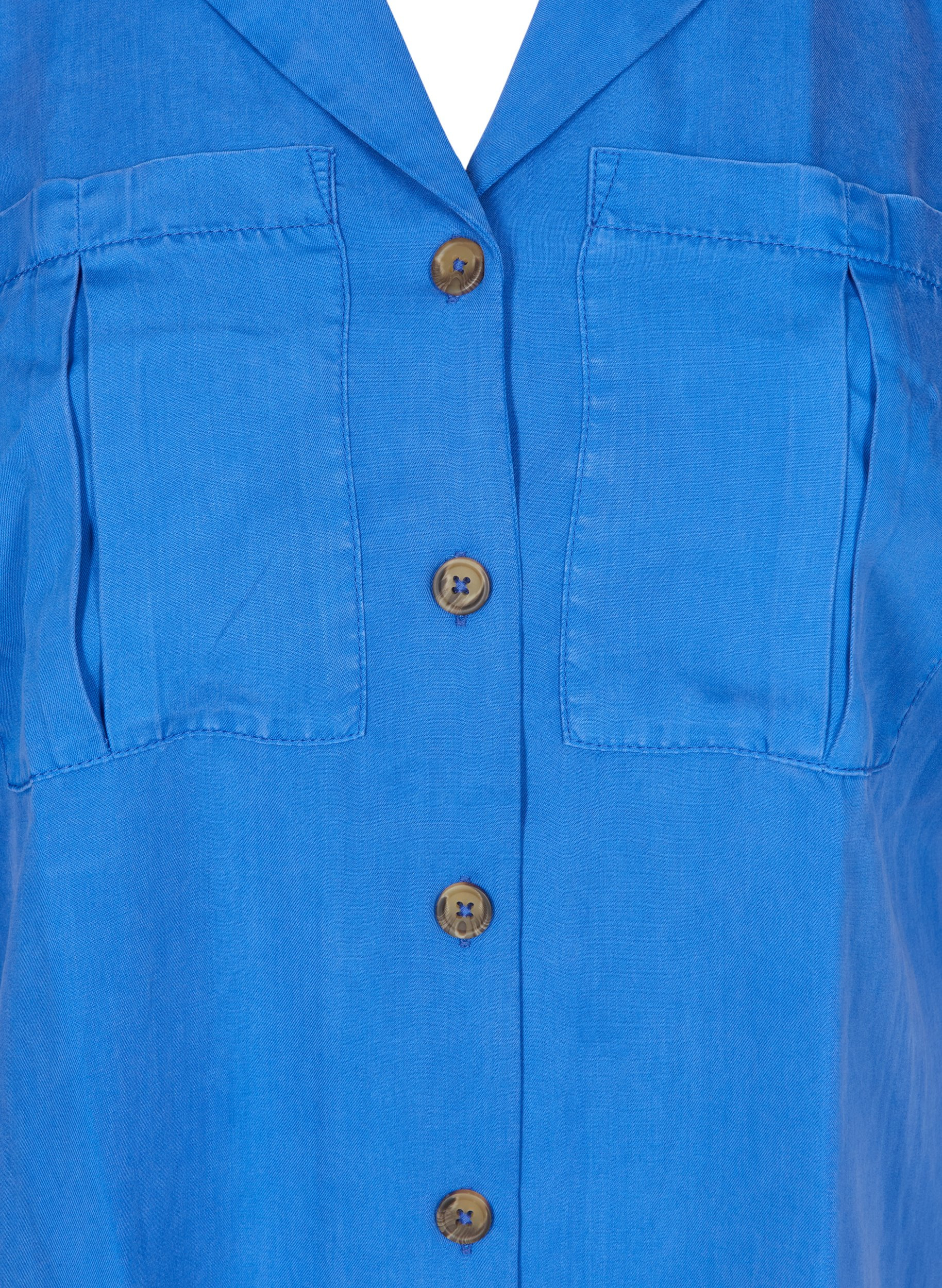 Kortärmad skjorta med bröstfickor, Dazzling Blue, Packshot image number 2