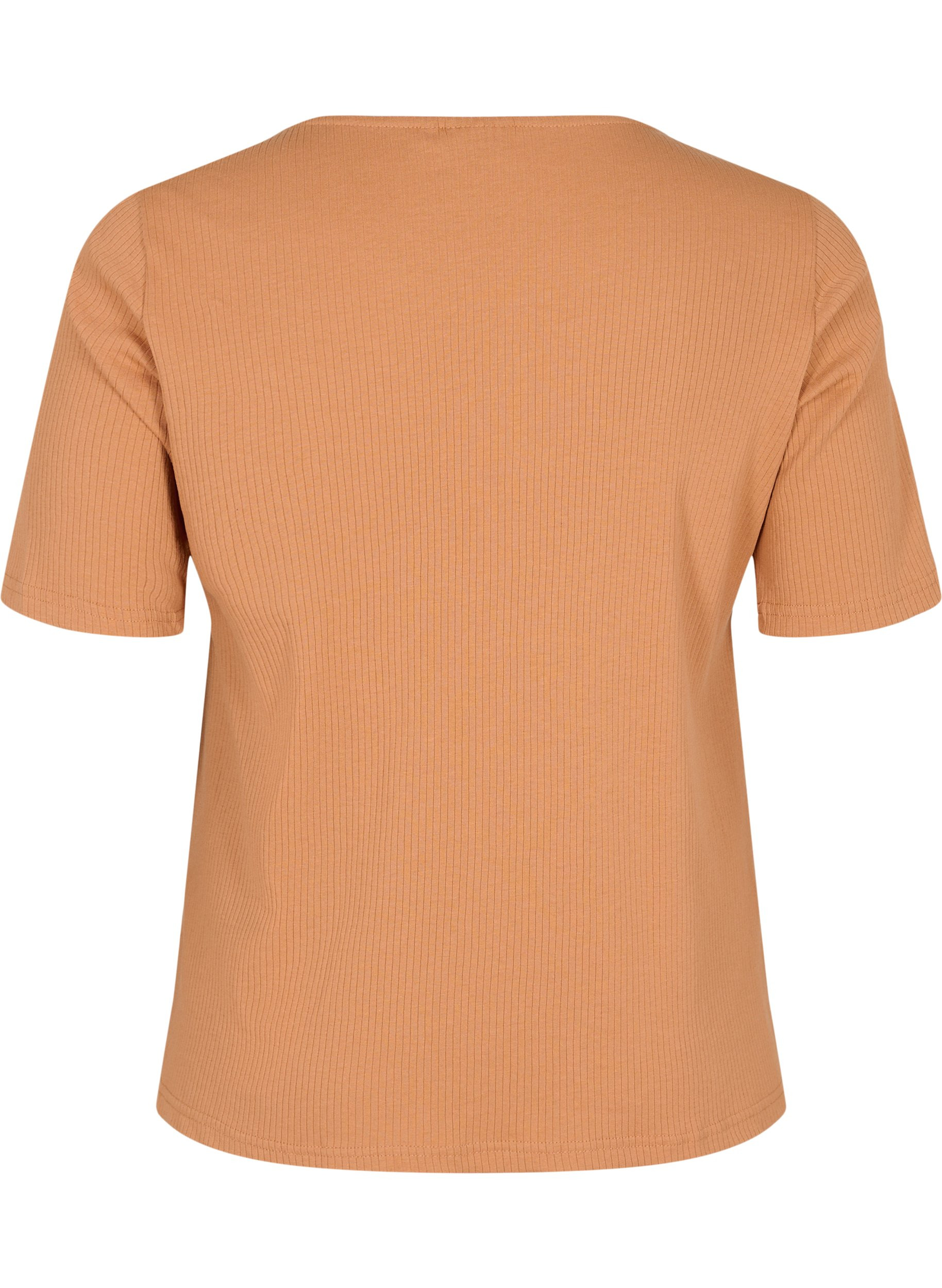 T-shirt med knappar - Brun - Strl. 42 