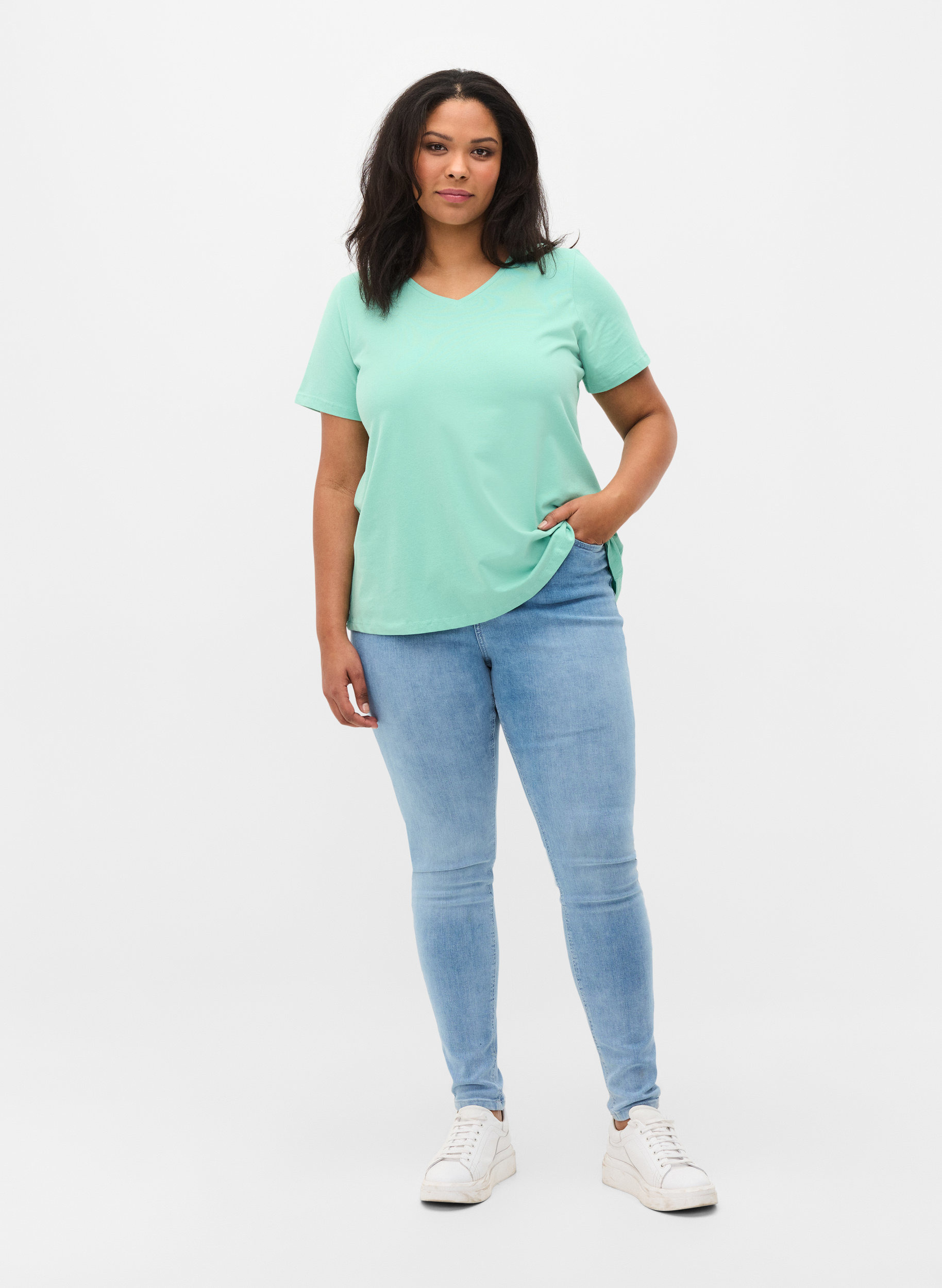 Basis t-shirt, Dusty Jade Green, Model image number 2