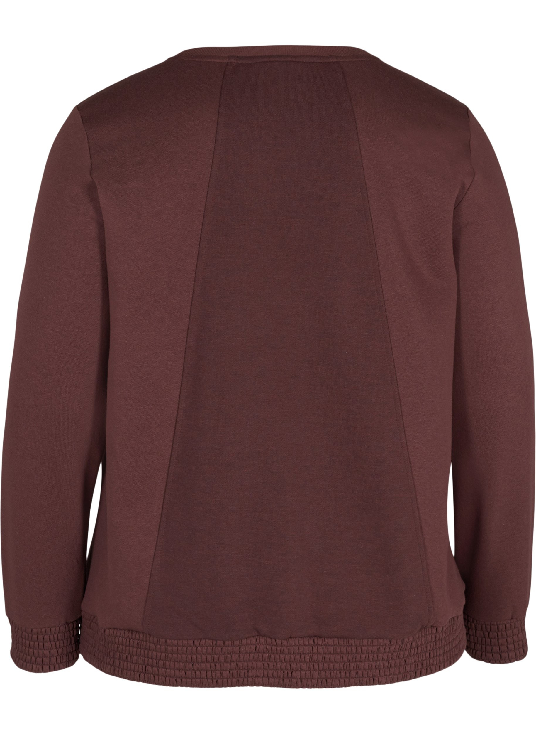 Sweatshirt med rund halsringning och smock, Decadent Chocolate, Packshot image number 1
