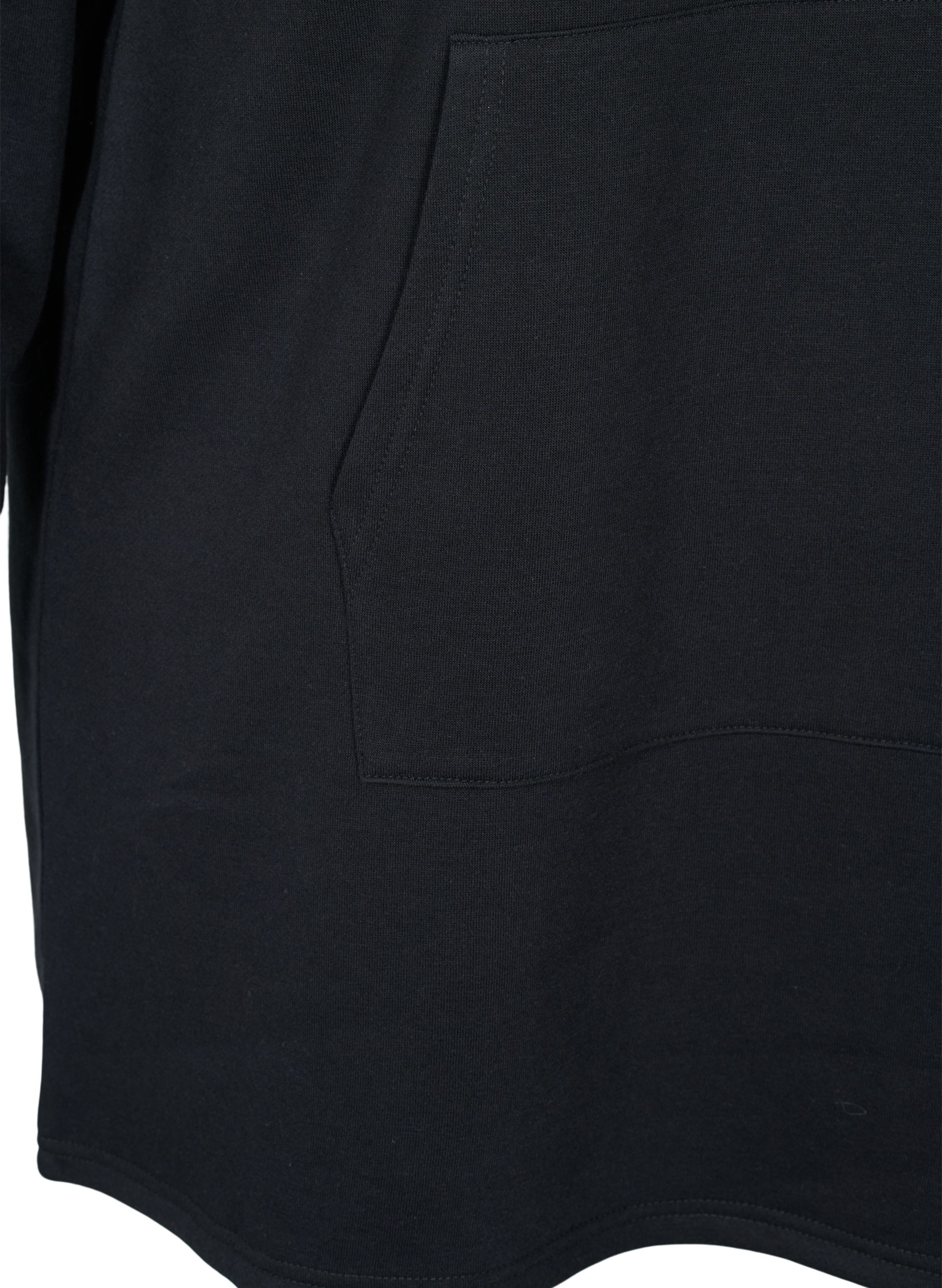 Lång sweatshirt med huva och sportiga detaljer, Black, Packshot image number 3