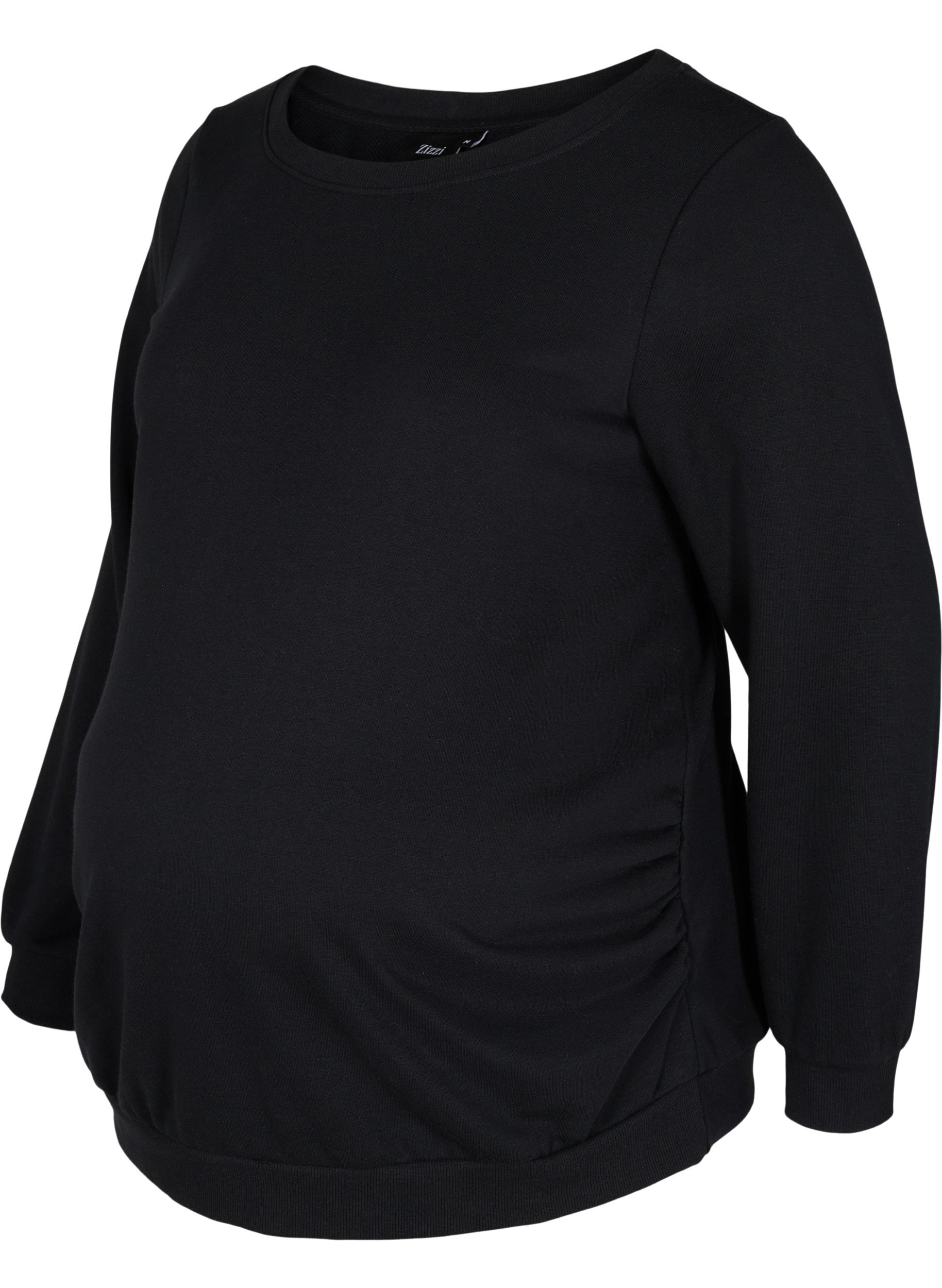Gravidsweatshirt med ribbade kanter, Black