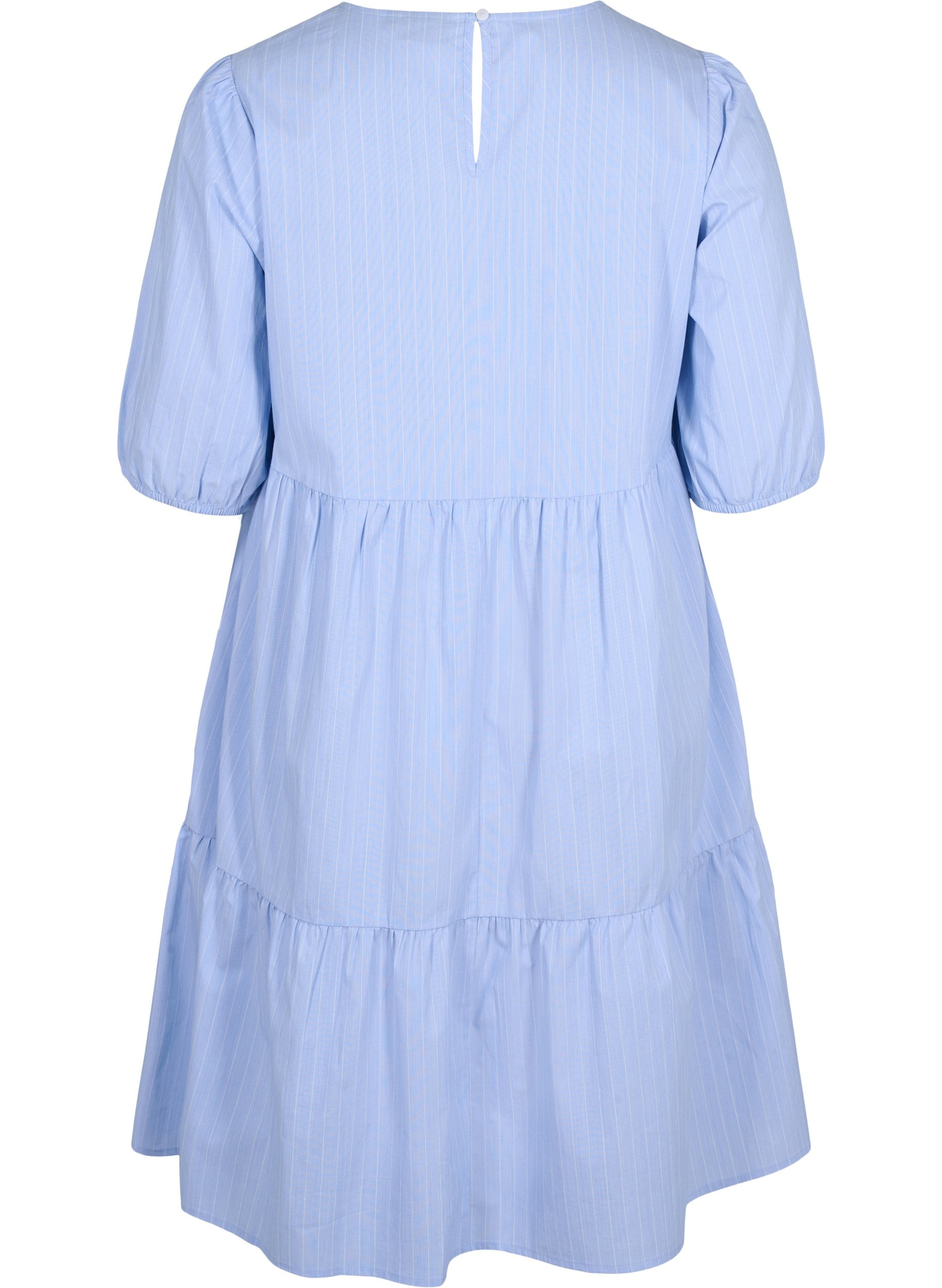 Randig klänning med korta puffärmar, Blue As Sample, Packshot image number 1