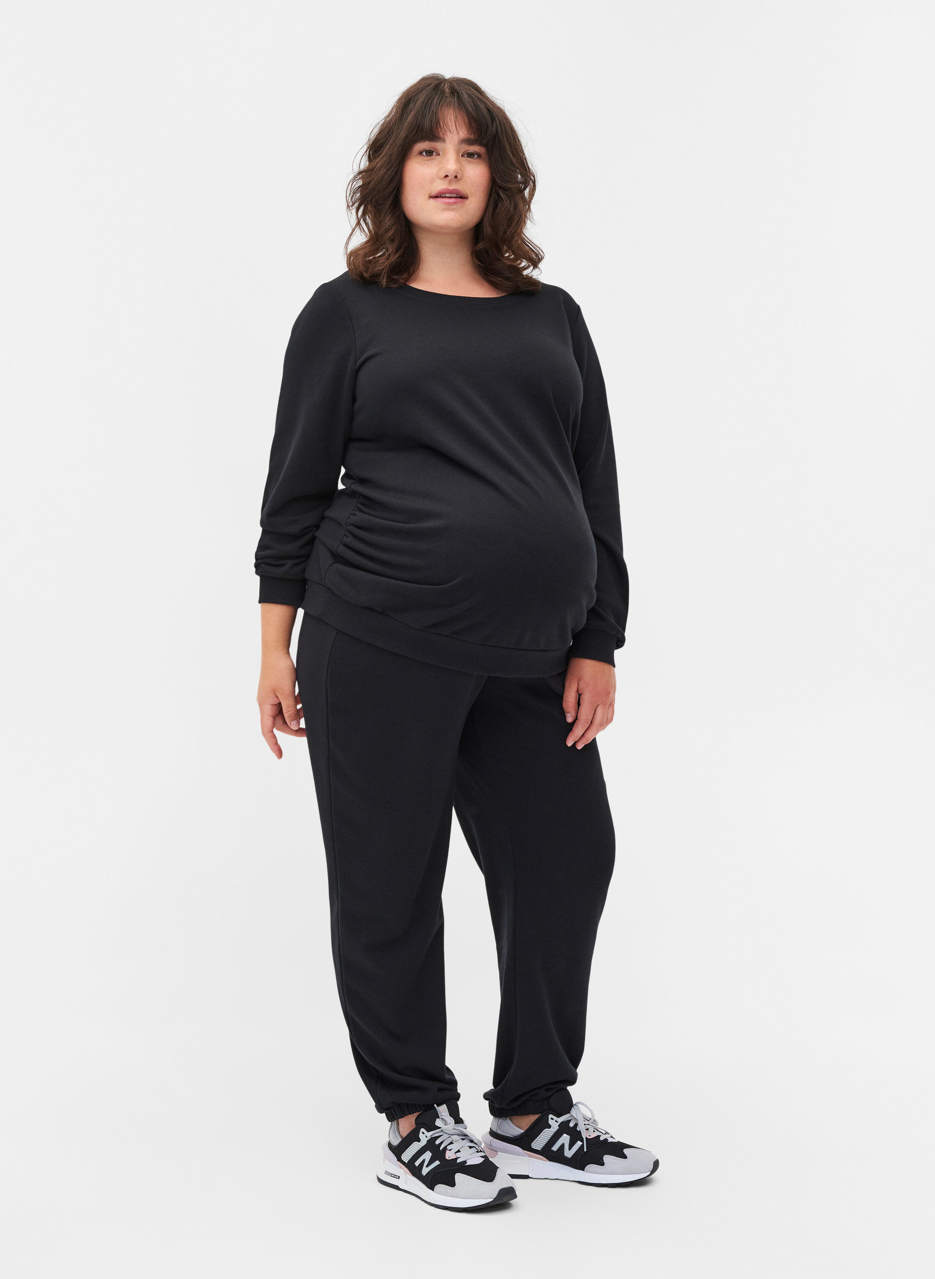 Gravidsweatshirt med ribbade kanter, Black, Model image number 3