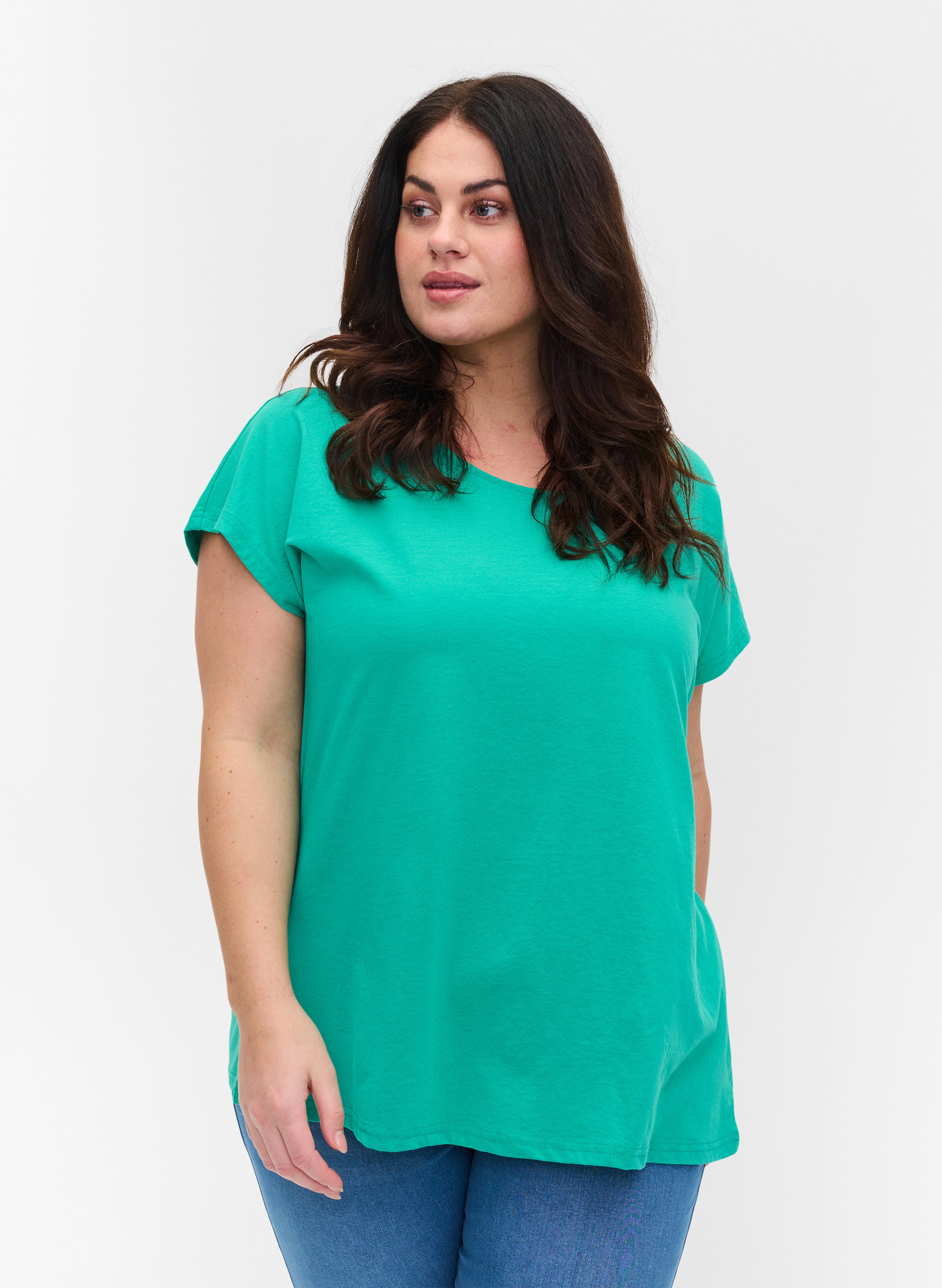 T-shirt i bomullsmix, Sea Green, Model image number 0
