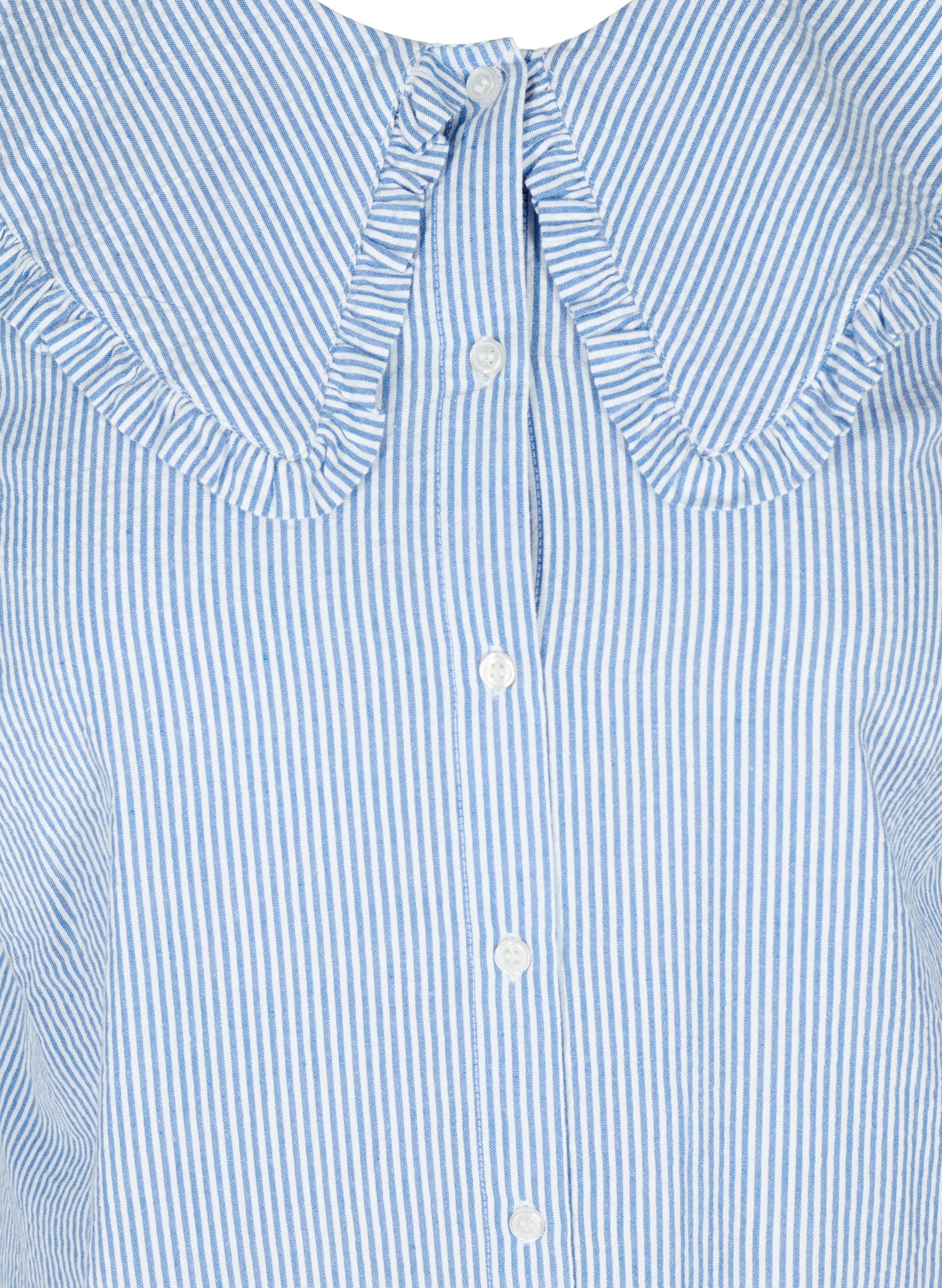 Randig skjorta med 2/4 ärmar, Blue Stripe, Packshot image number 2