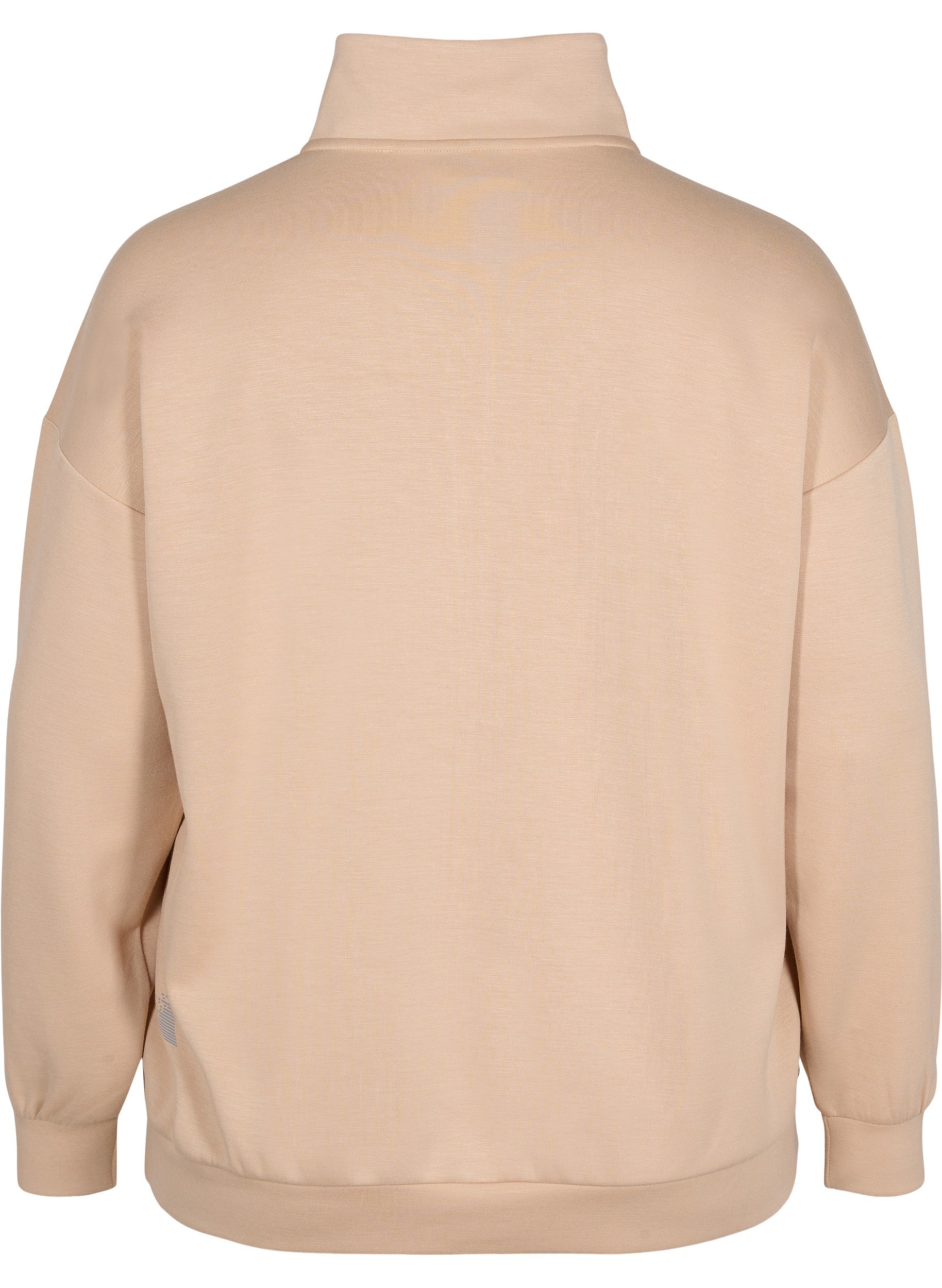 Höghalsad sweatshirt med dragkedja, Oatmeal, Packshot image number 1