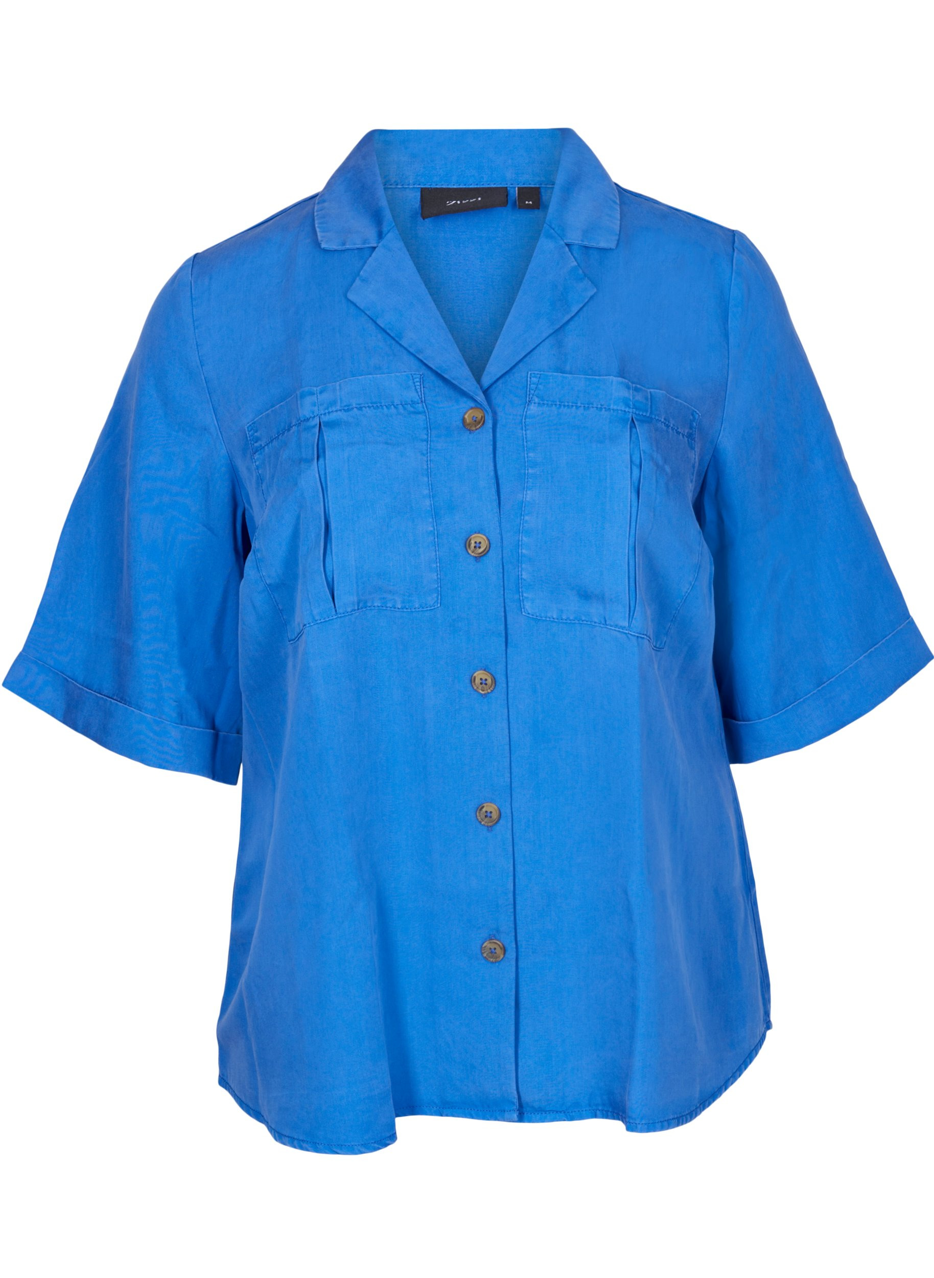 Kortärmad skjorta med bröstfickor, Dazzling Blue, Packshot image number 0
