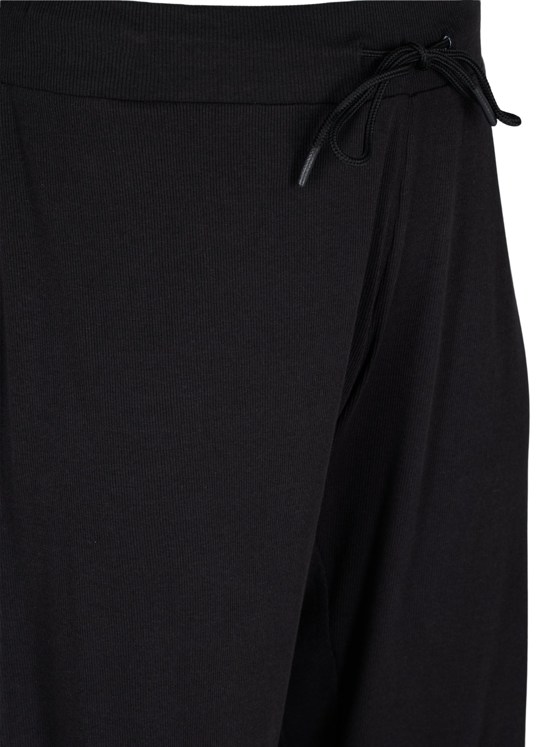 Ribbade culottebyxor med lös passform, Black, Packshot image number 2