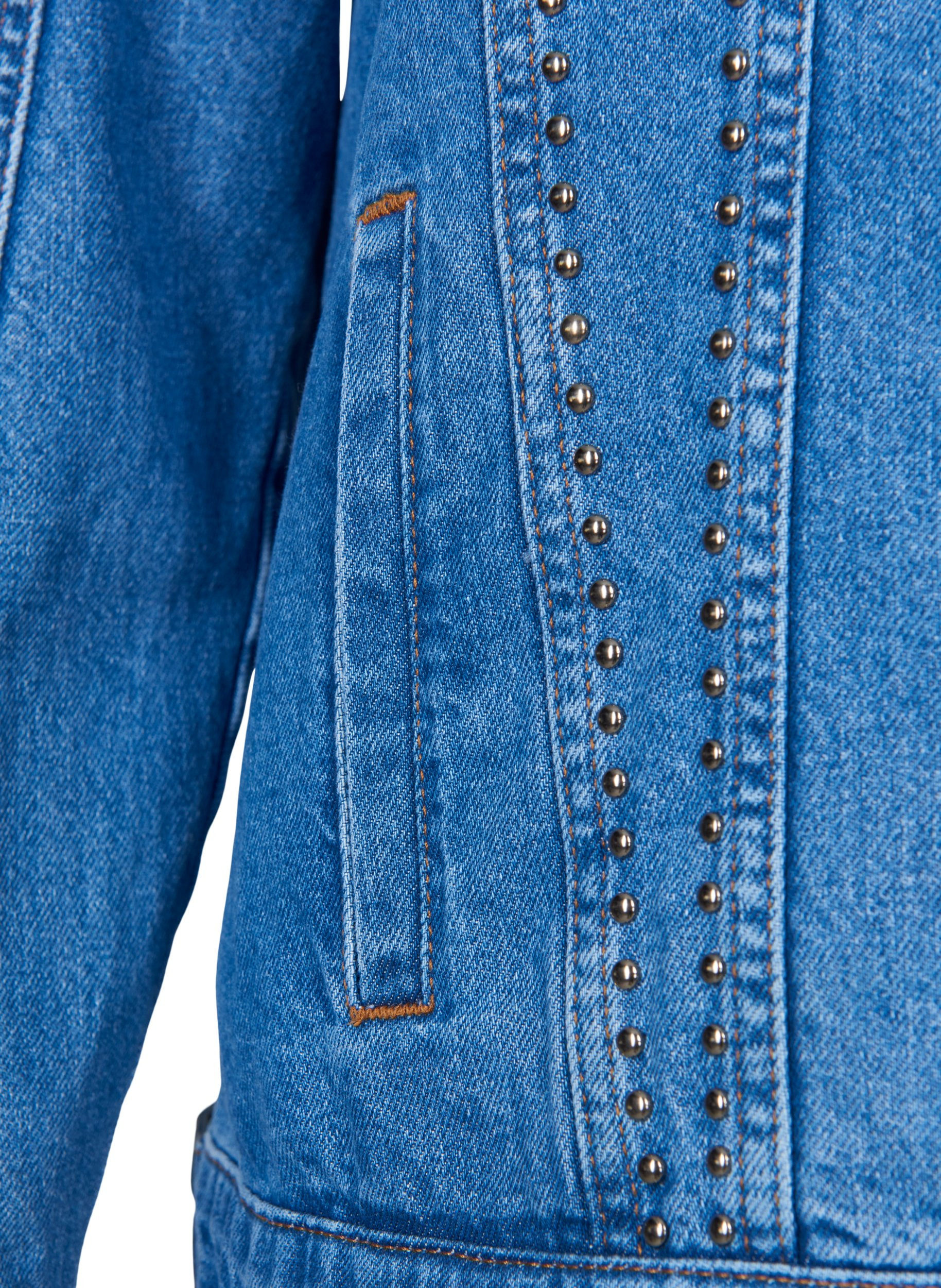 Jeansjacka med nitar, Blue denim, Packshot image number 3