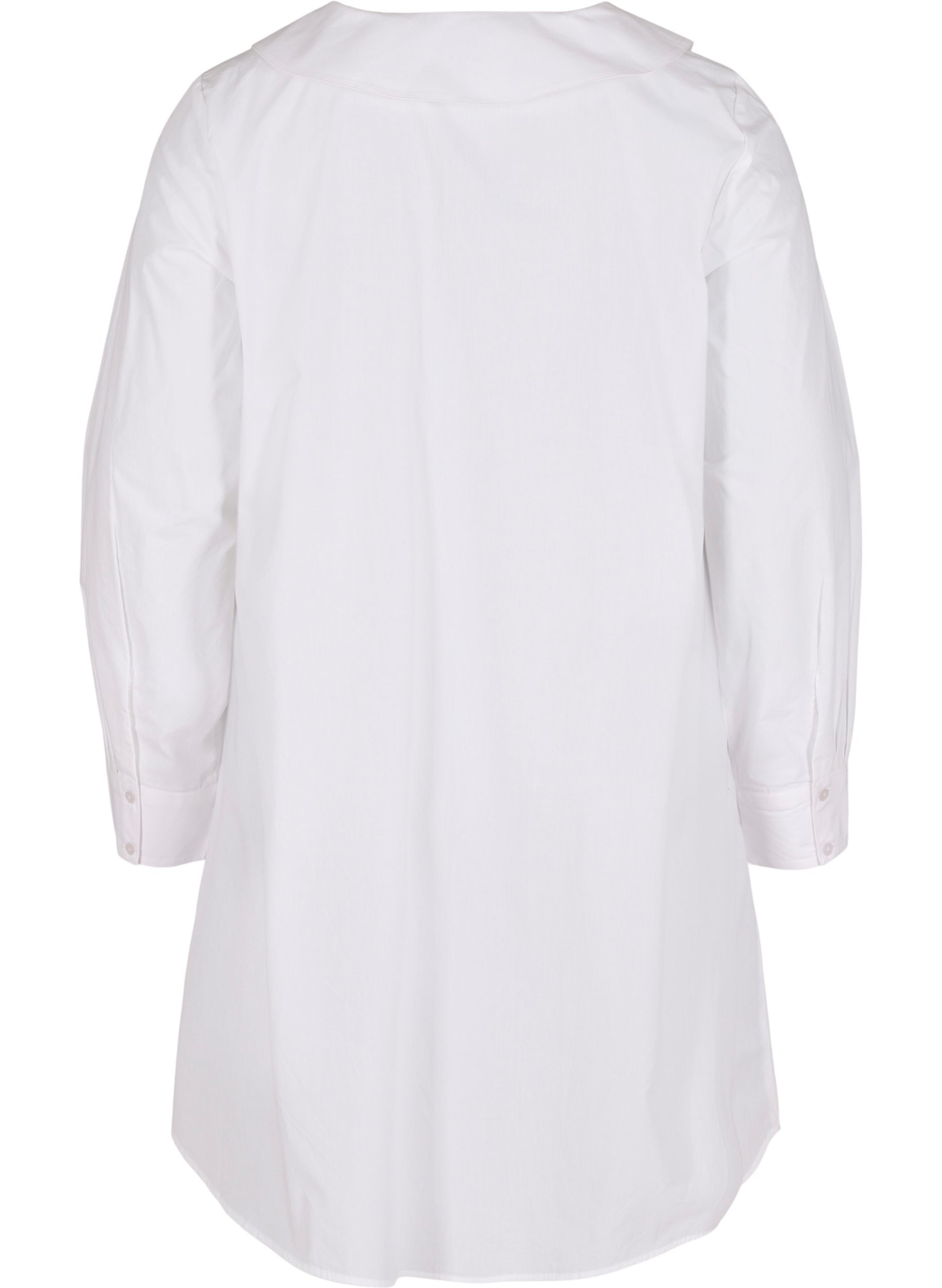 Lång skjorta i bomull med stor krage, Bright White, Packshot image number 1
