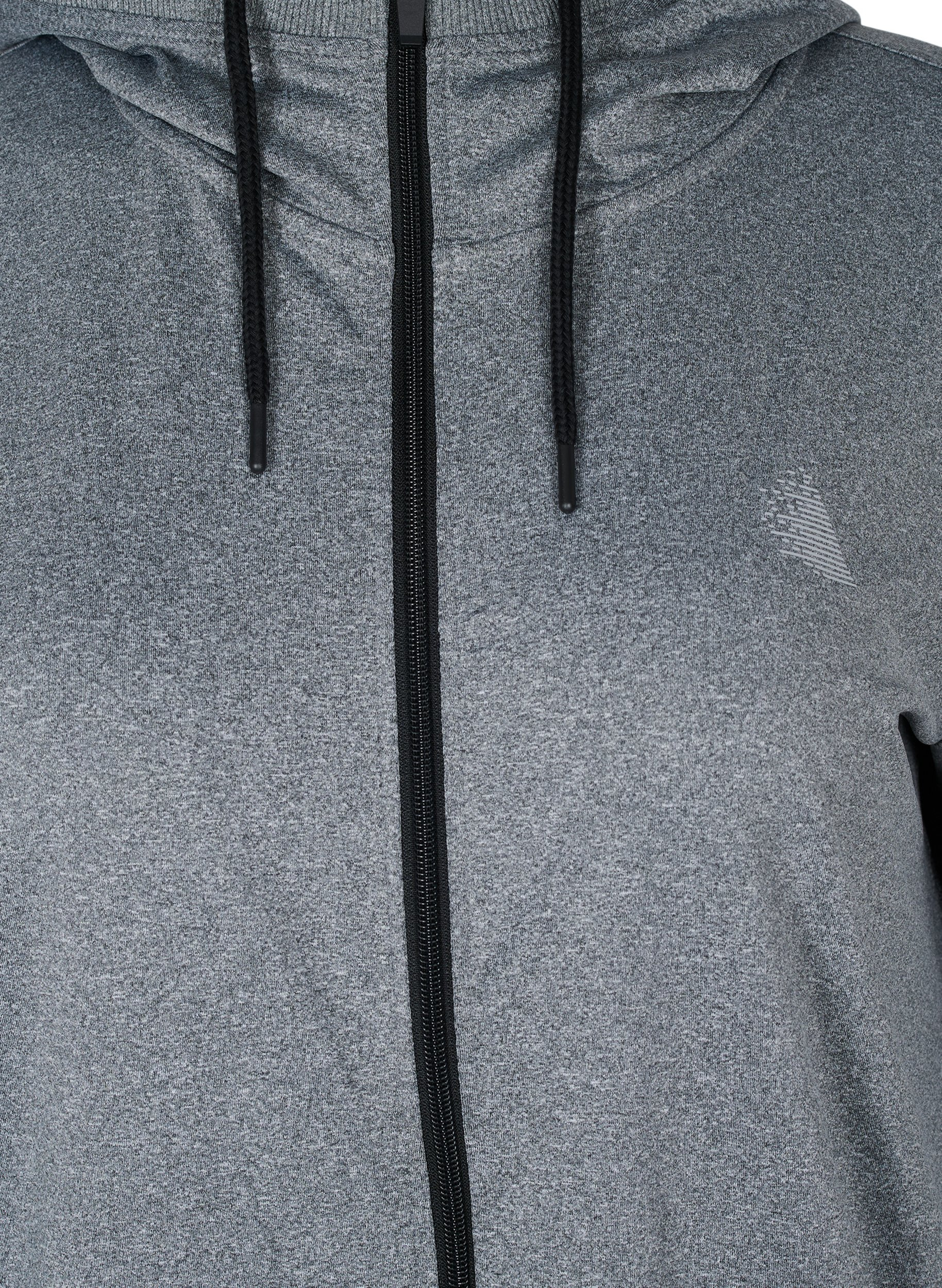 Lång tjocktröja med huva och ficka, Grey Melange, Packshot image number 2