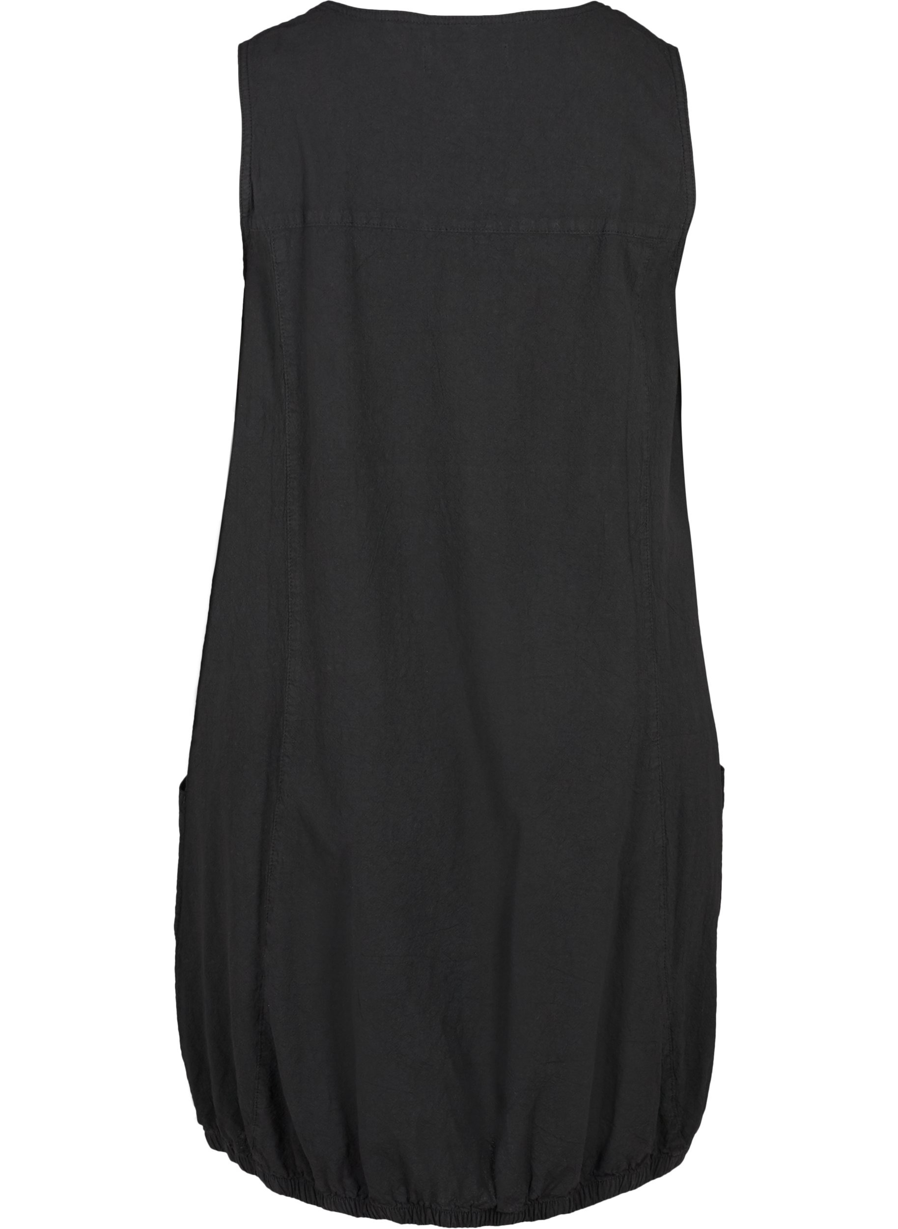 Ärmlös klänning i bomull, Black, Packshot image number 1
