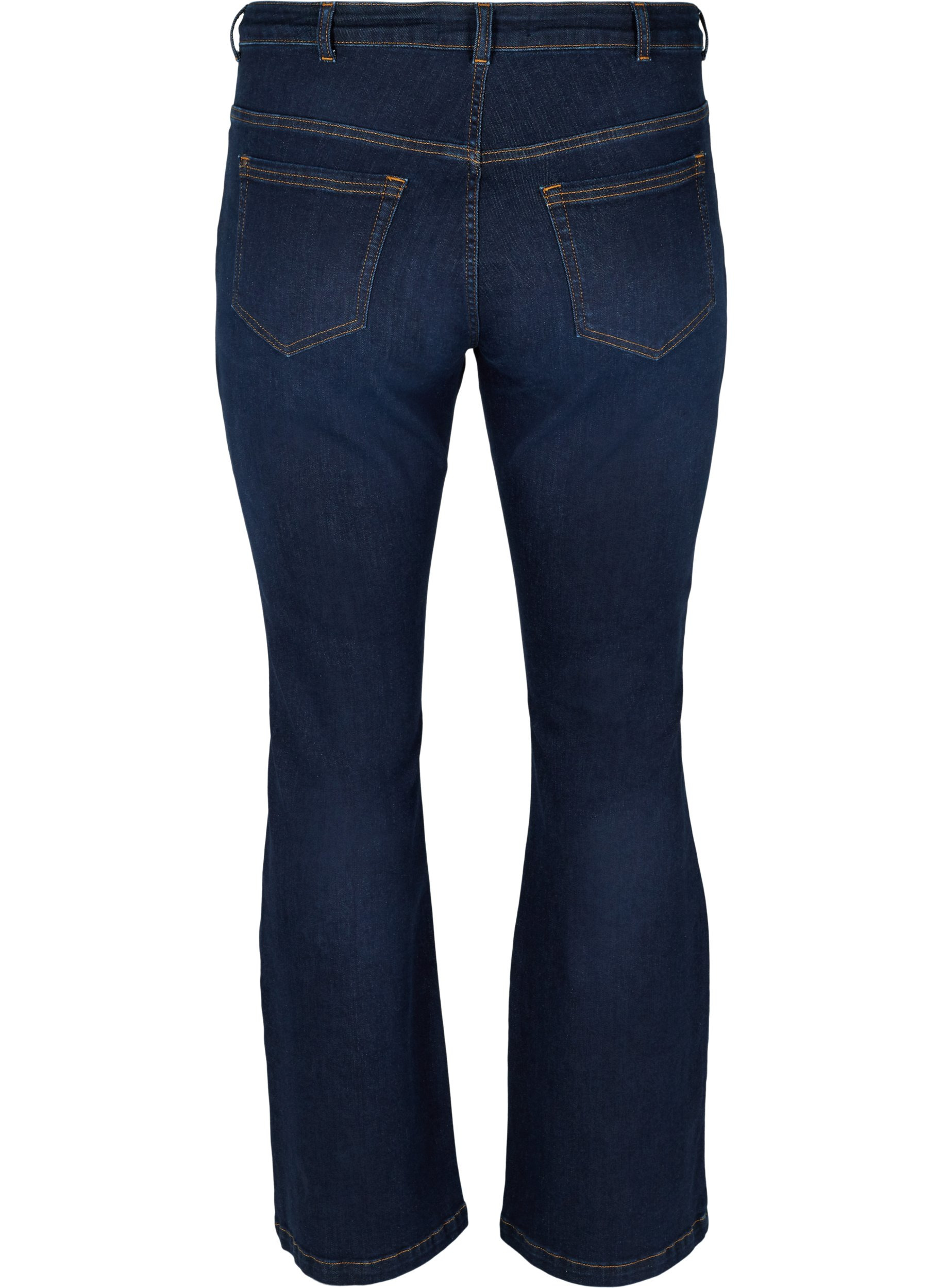 Ellen jeans med bootcut och hög midja, Dark blue denim, Packshot image number 1