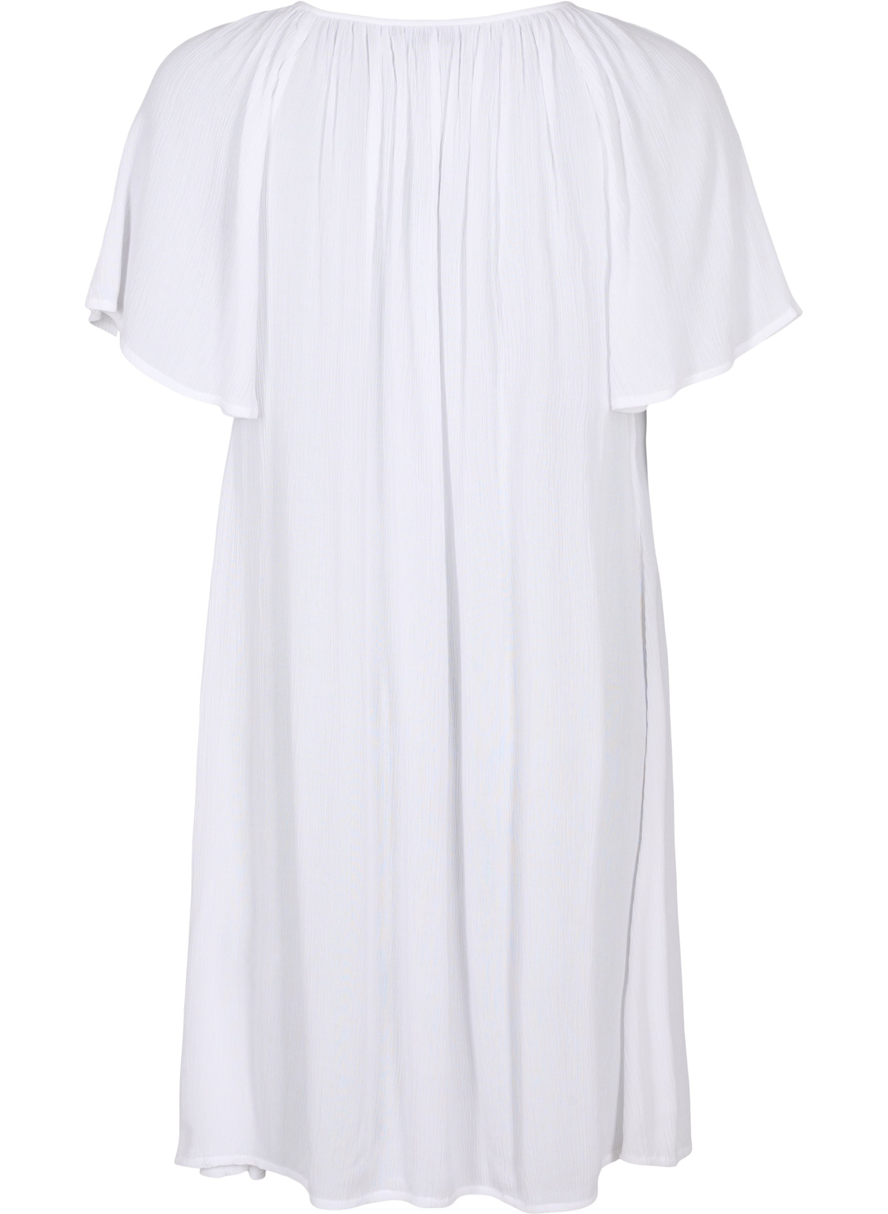 Kortärmad klänning i viskos, Bright White, Packshot image number 1