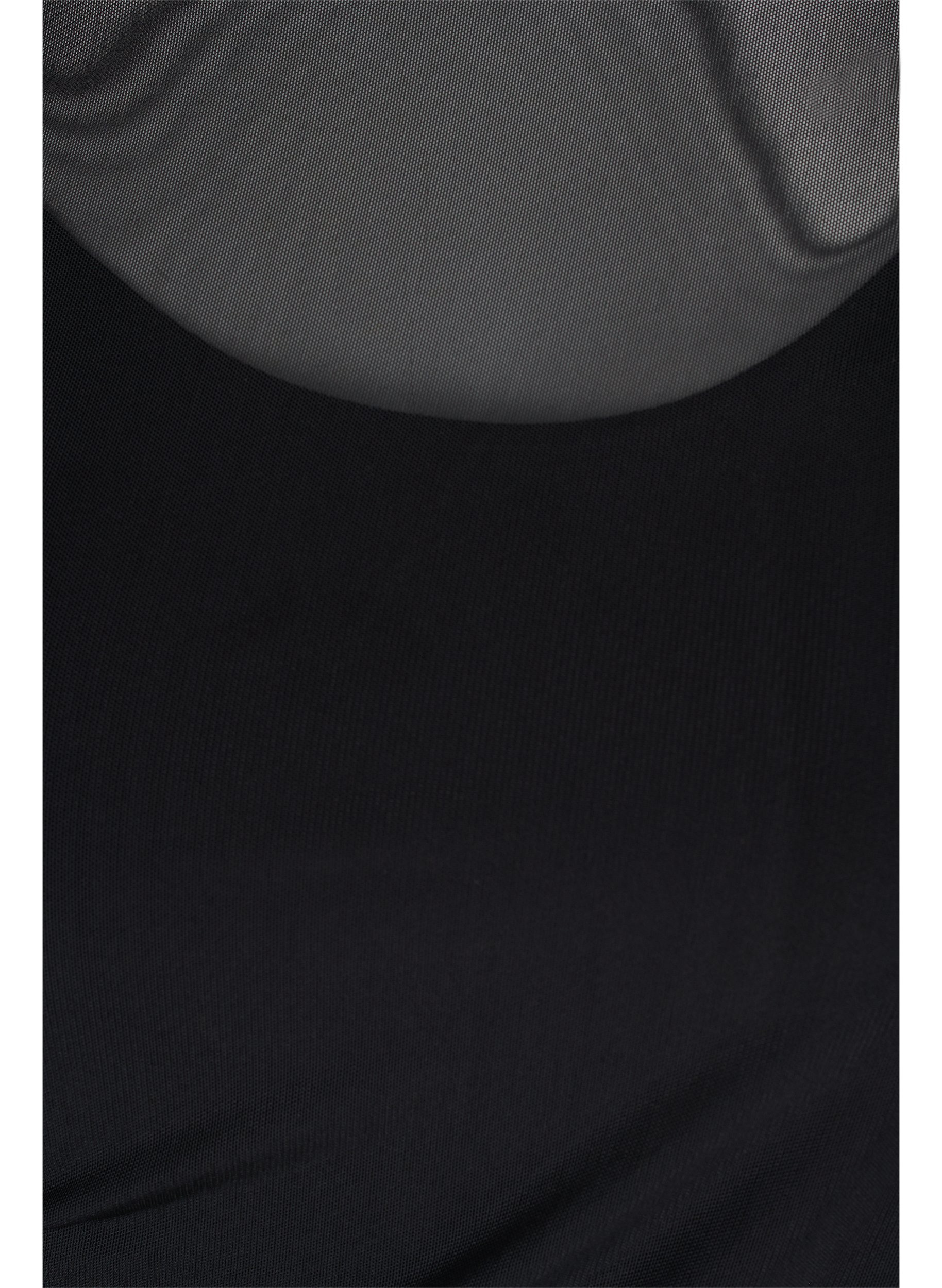 Åtsittande mesh-klänning med 3/4 ärmar, Black, Packshot image number 2