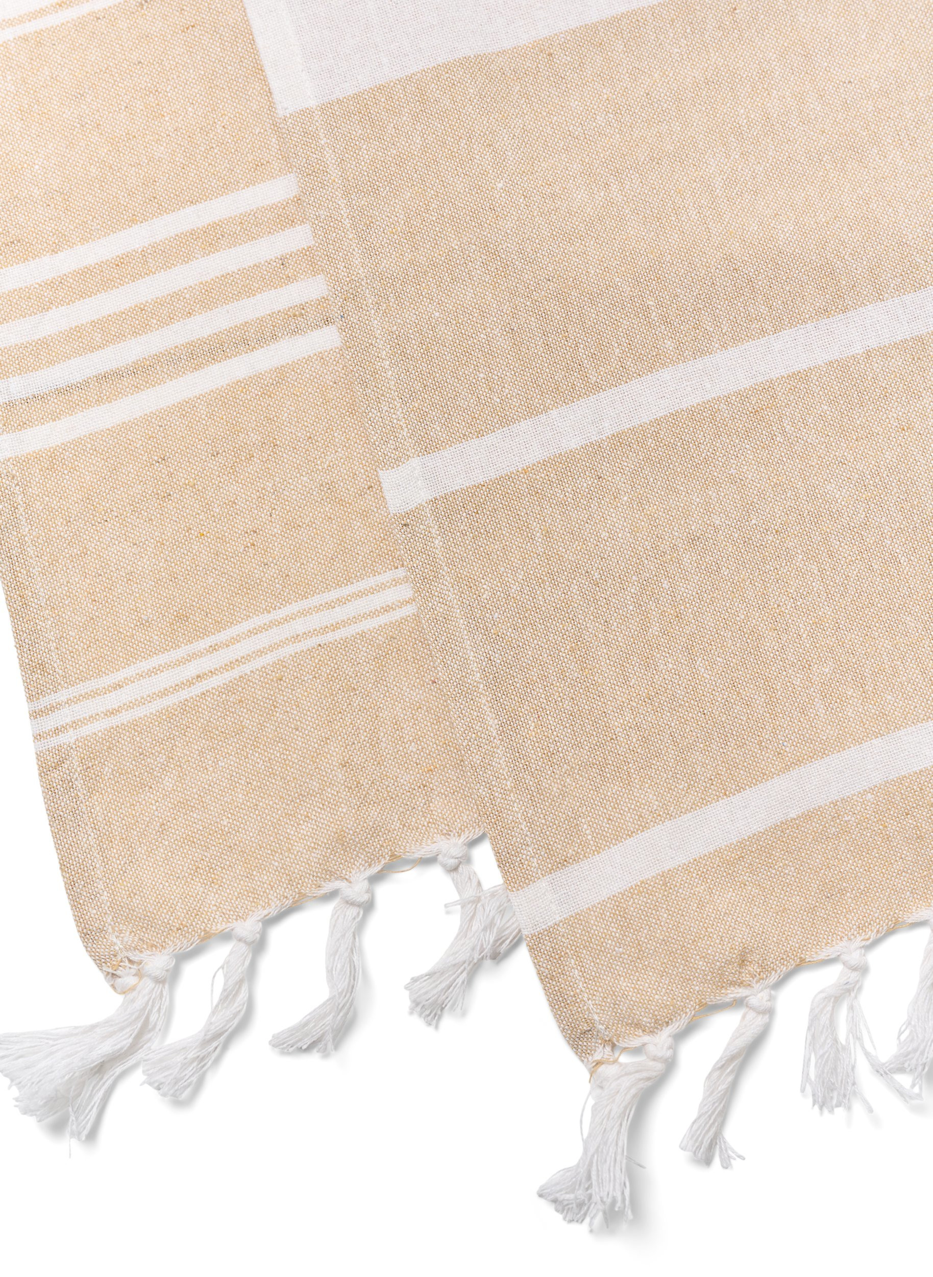 2-pack randiga handdukar med fransar, 2-Pack Beige, Packshot image number 2