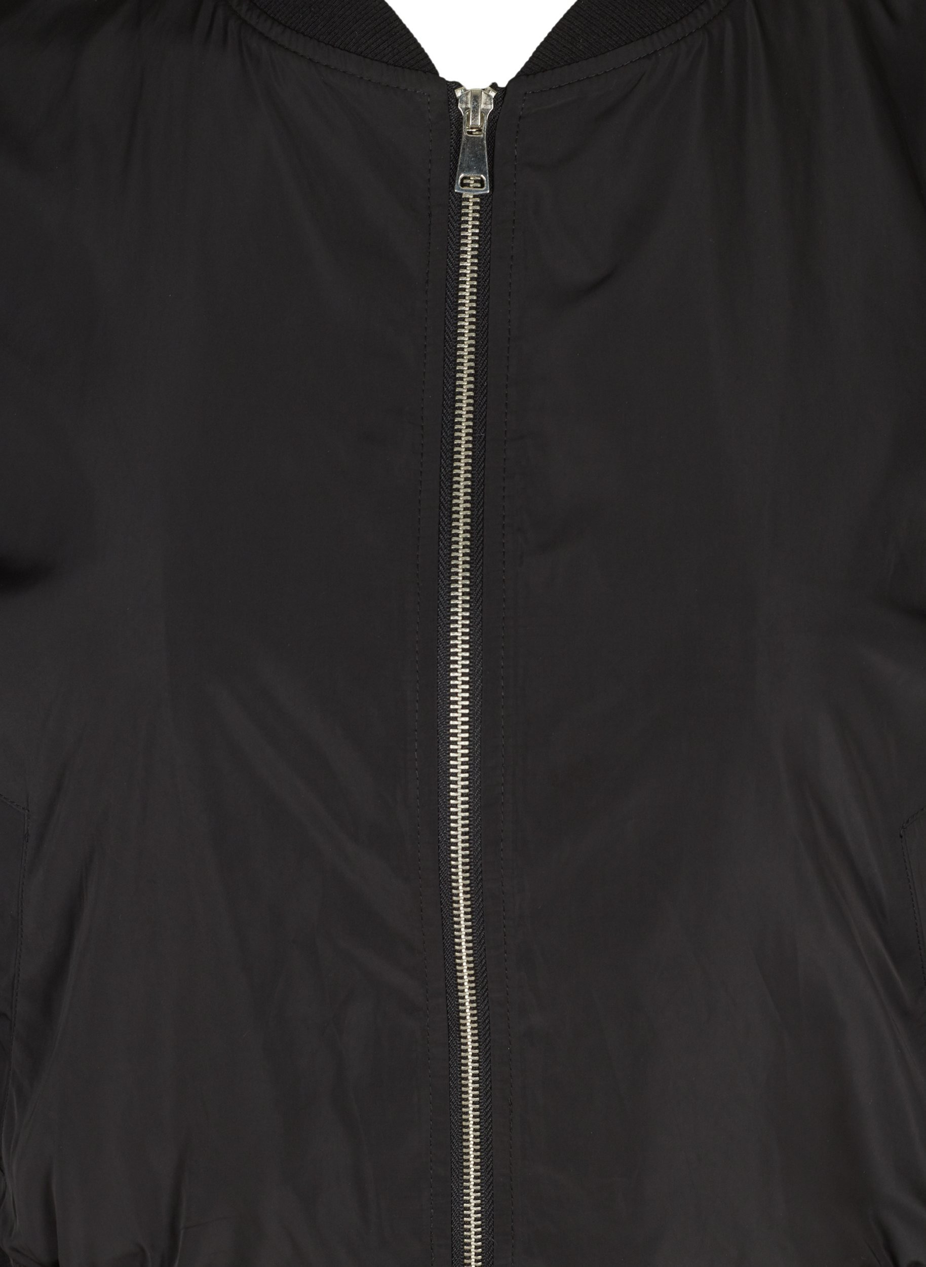 Bomberjacka med fickor och ribbstickade detaljer, Black, Packshot image number 2