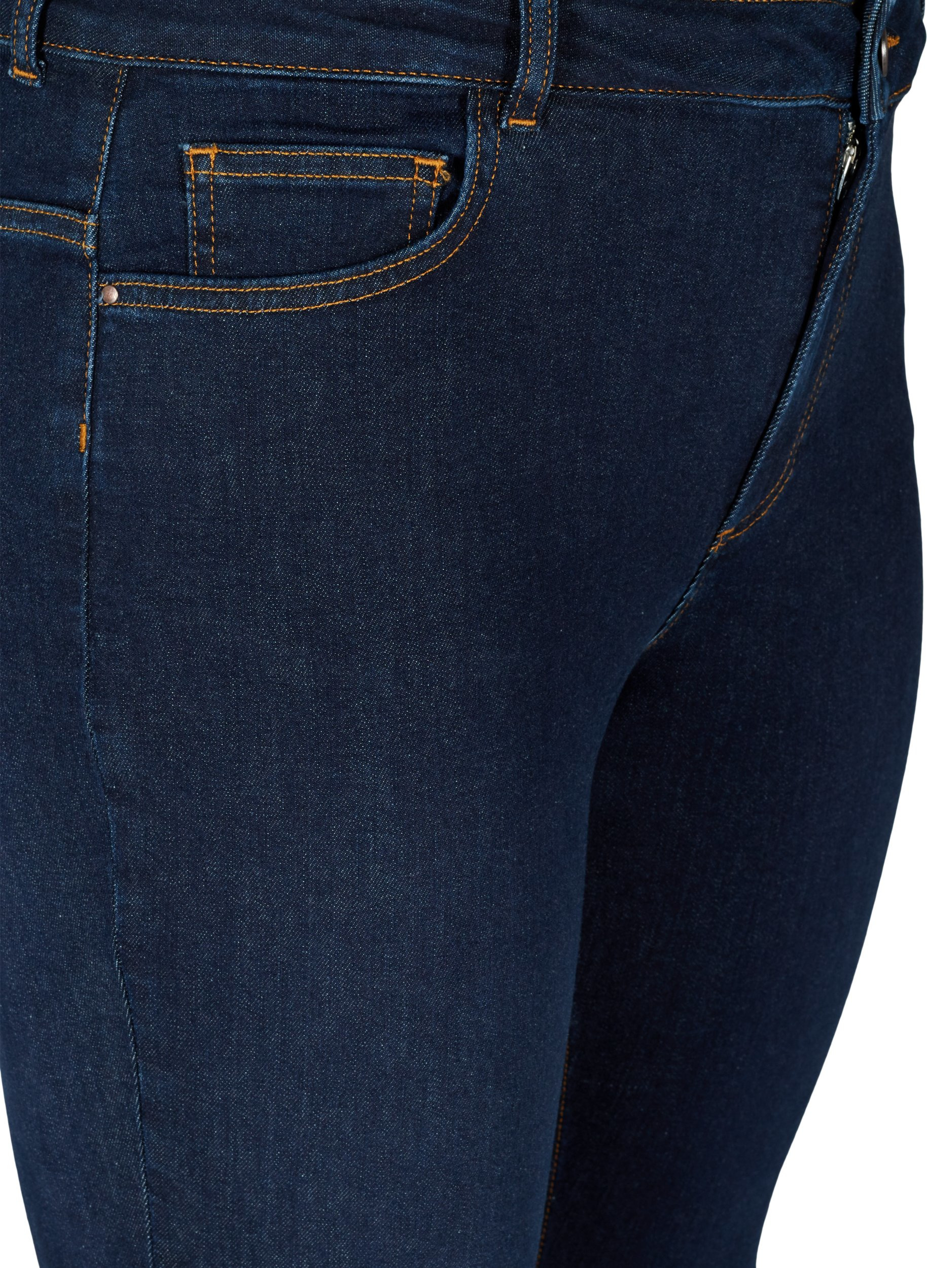 Ellen jeans med bootcut och hög midja, Dark blue denim, Packshot image number 2