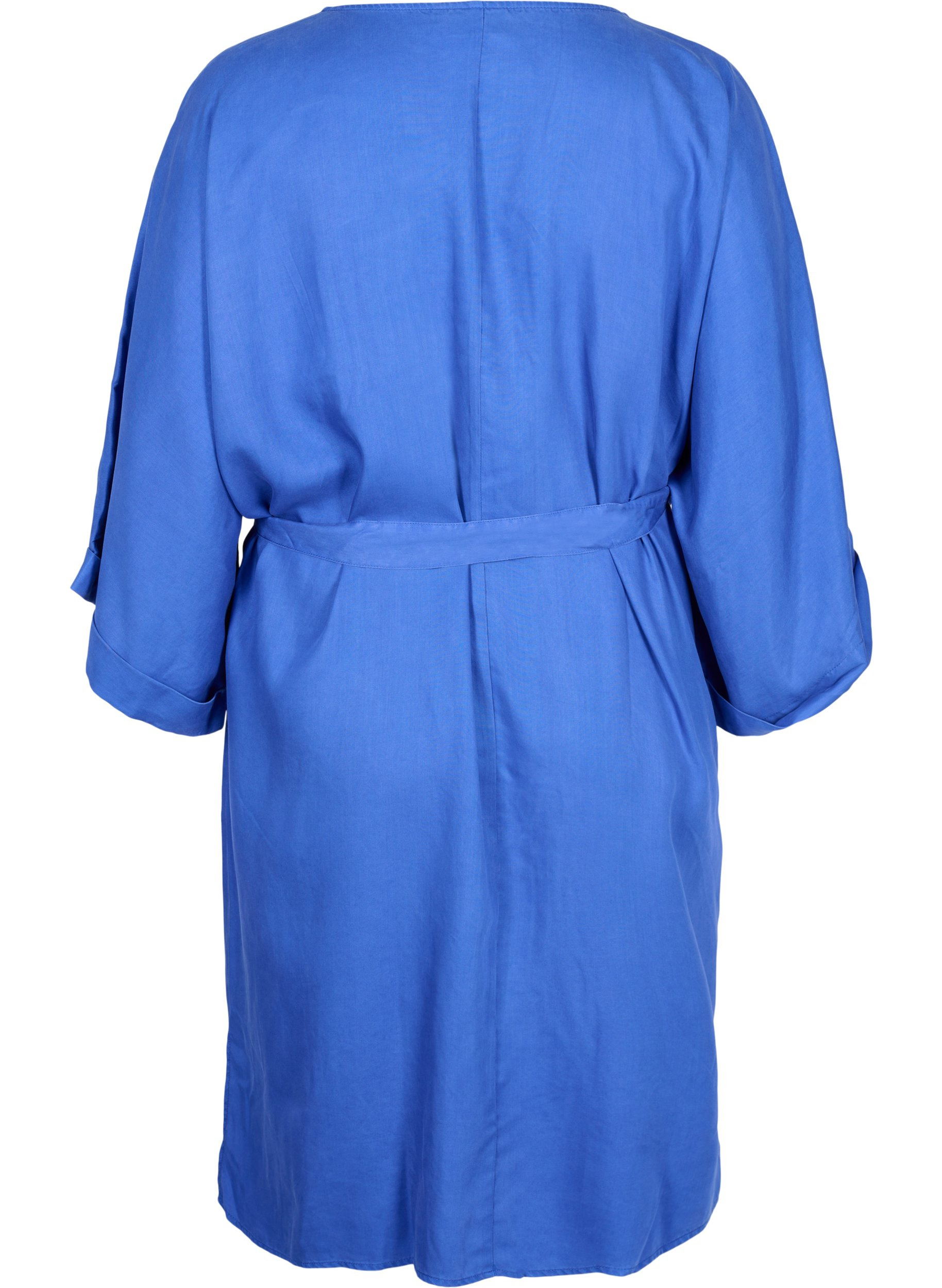 Klänning med 3/4-ärmar och knytband, Dazzling Blue, Packshot image number 1