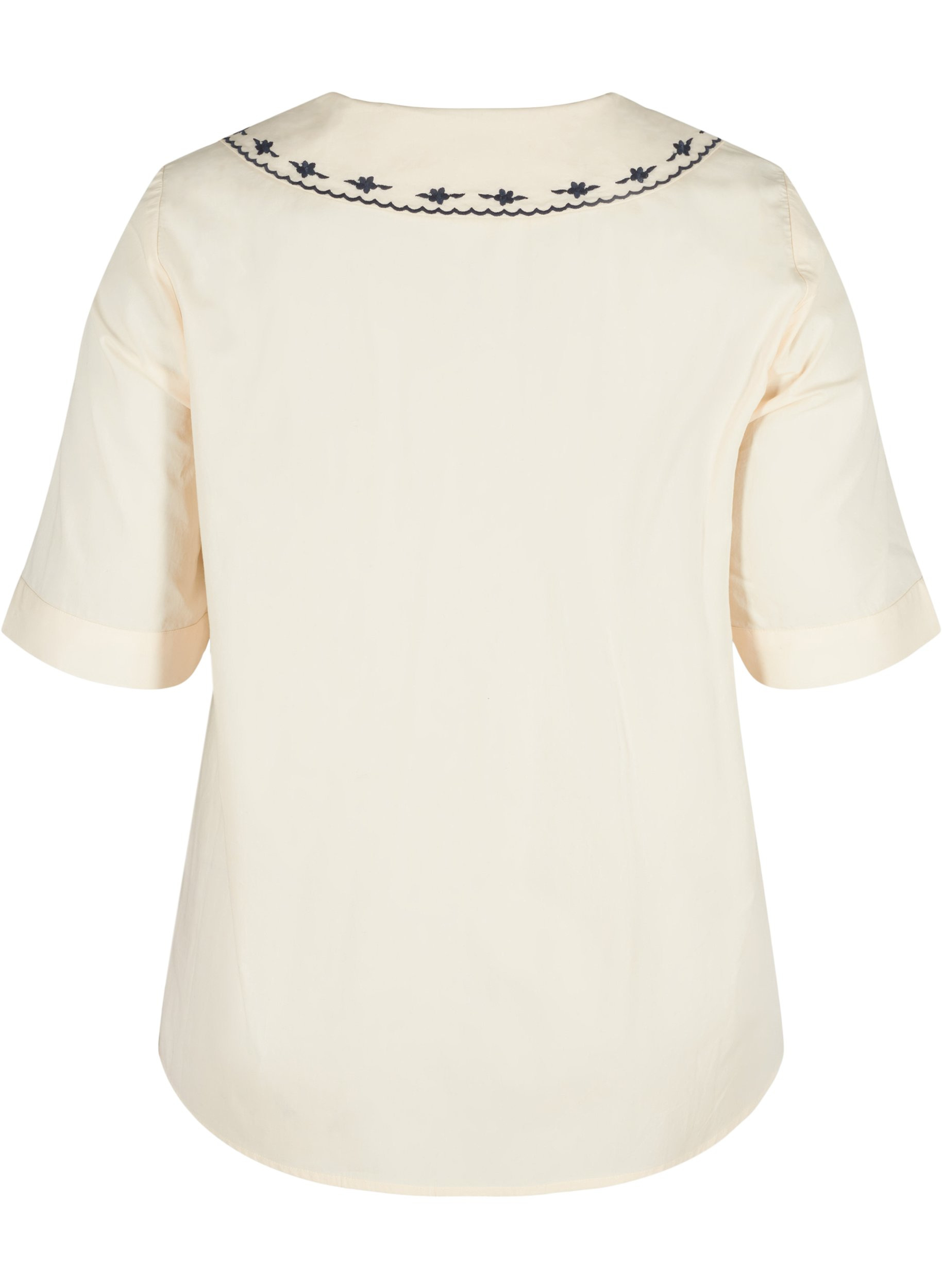 Kortärmad skjorta i bomull med stor krage, MotherOfPearl w.Blue, Packshot image number 1