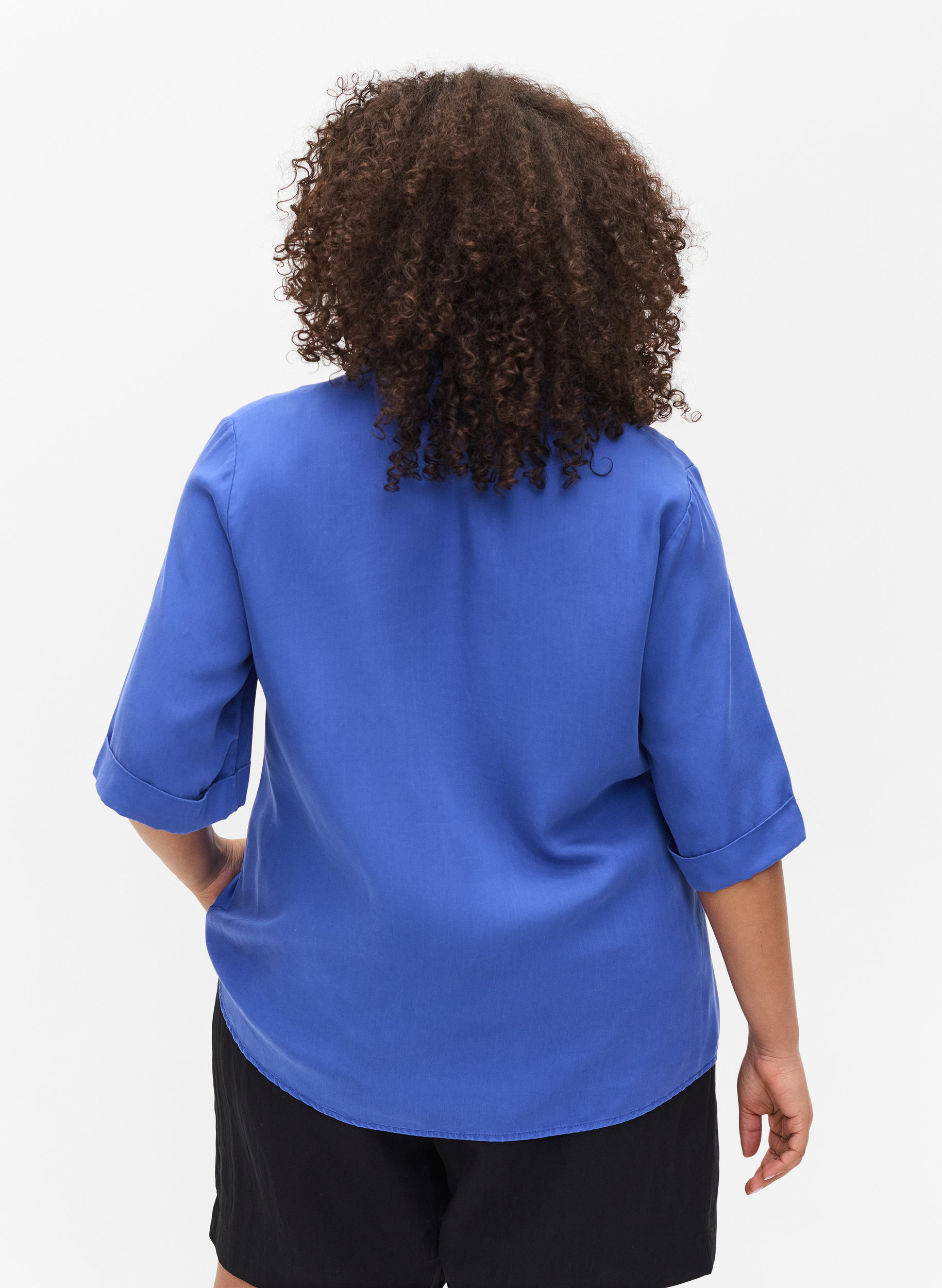 Kortärmad skjorta med bröstfickor, Dazzling Blue, Model image number 1