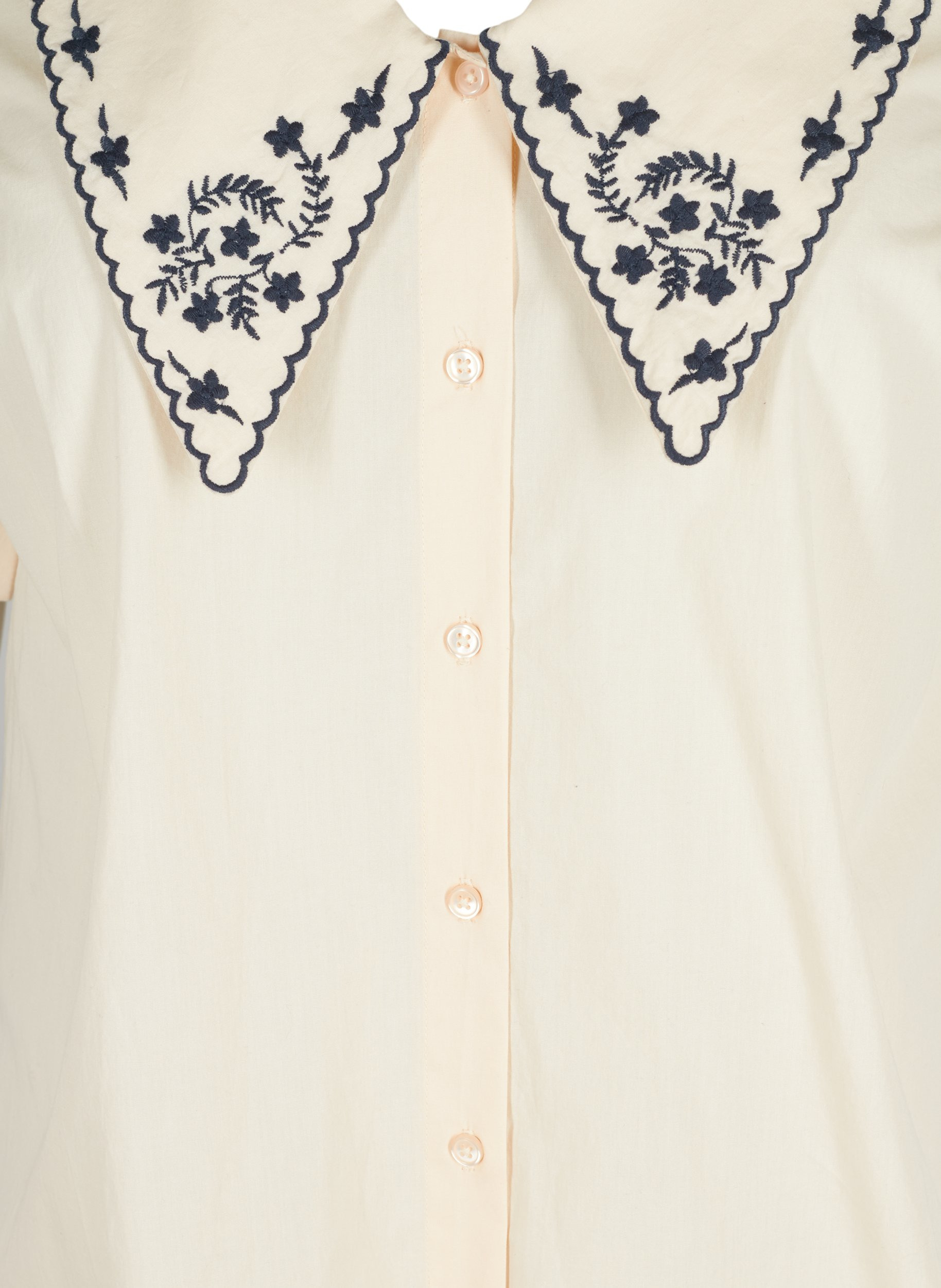 Kortärmad skjorta i bomull med stor krage, MotherOfPearl w.Blue, Packshot image number 2