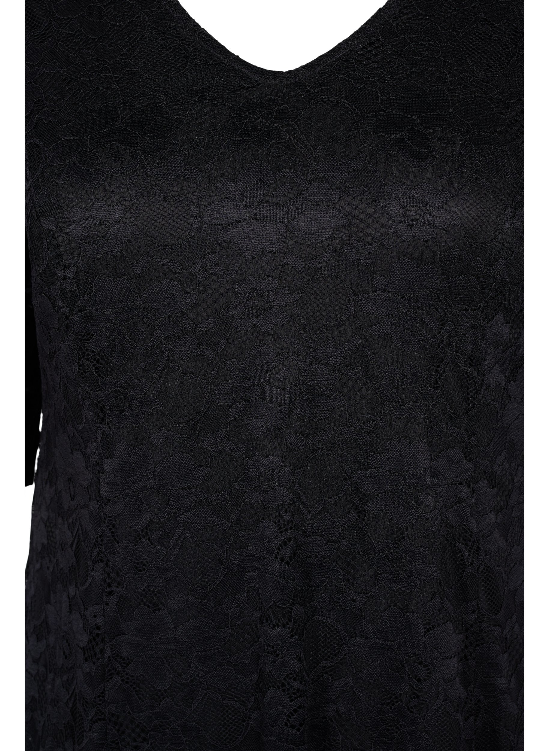 Spetsklänning med 3/4-ärmar, Black, Packshot image number 2